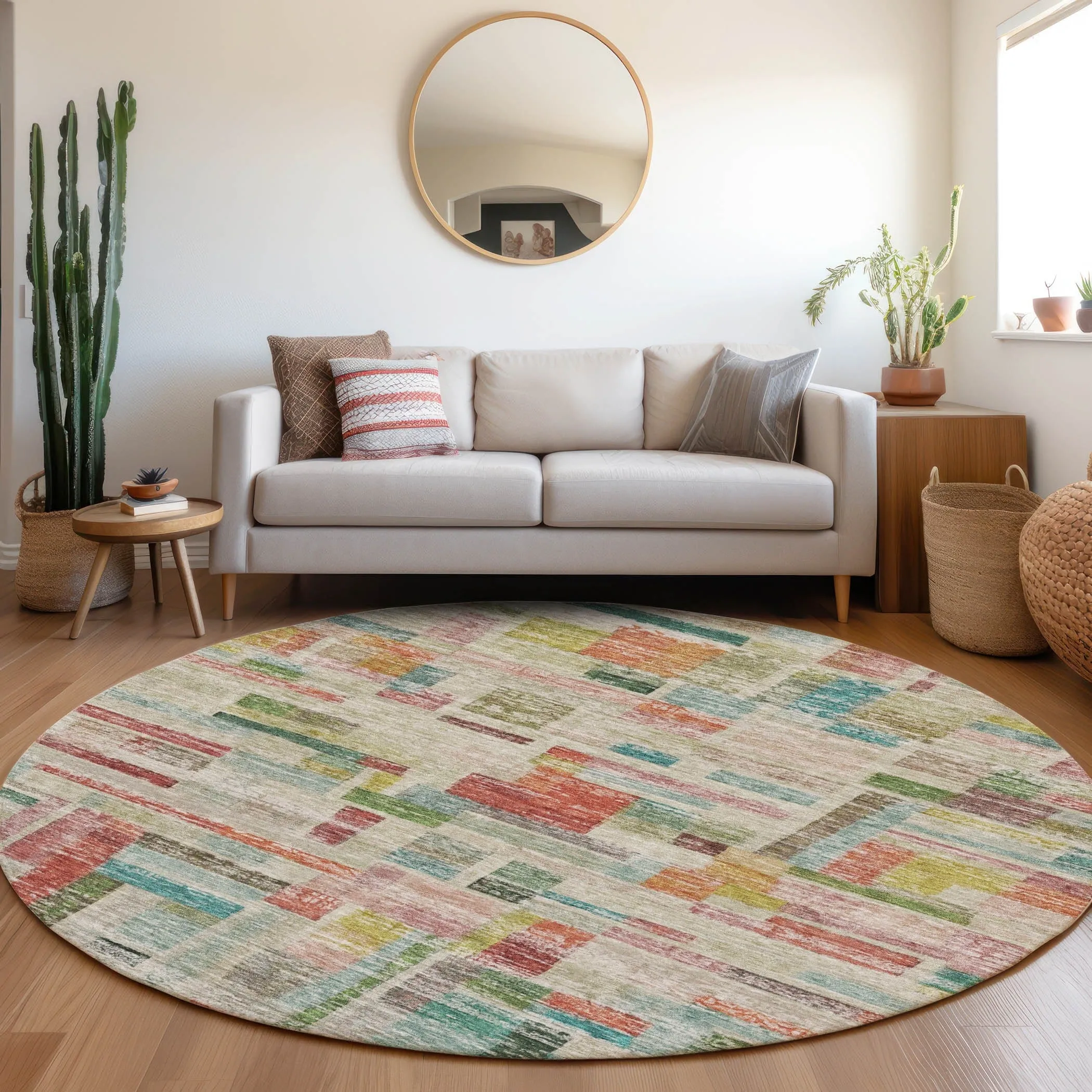 Machine Washable Indoor/ Outdoor Contemporary Chantille Rug
