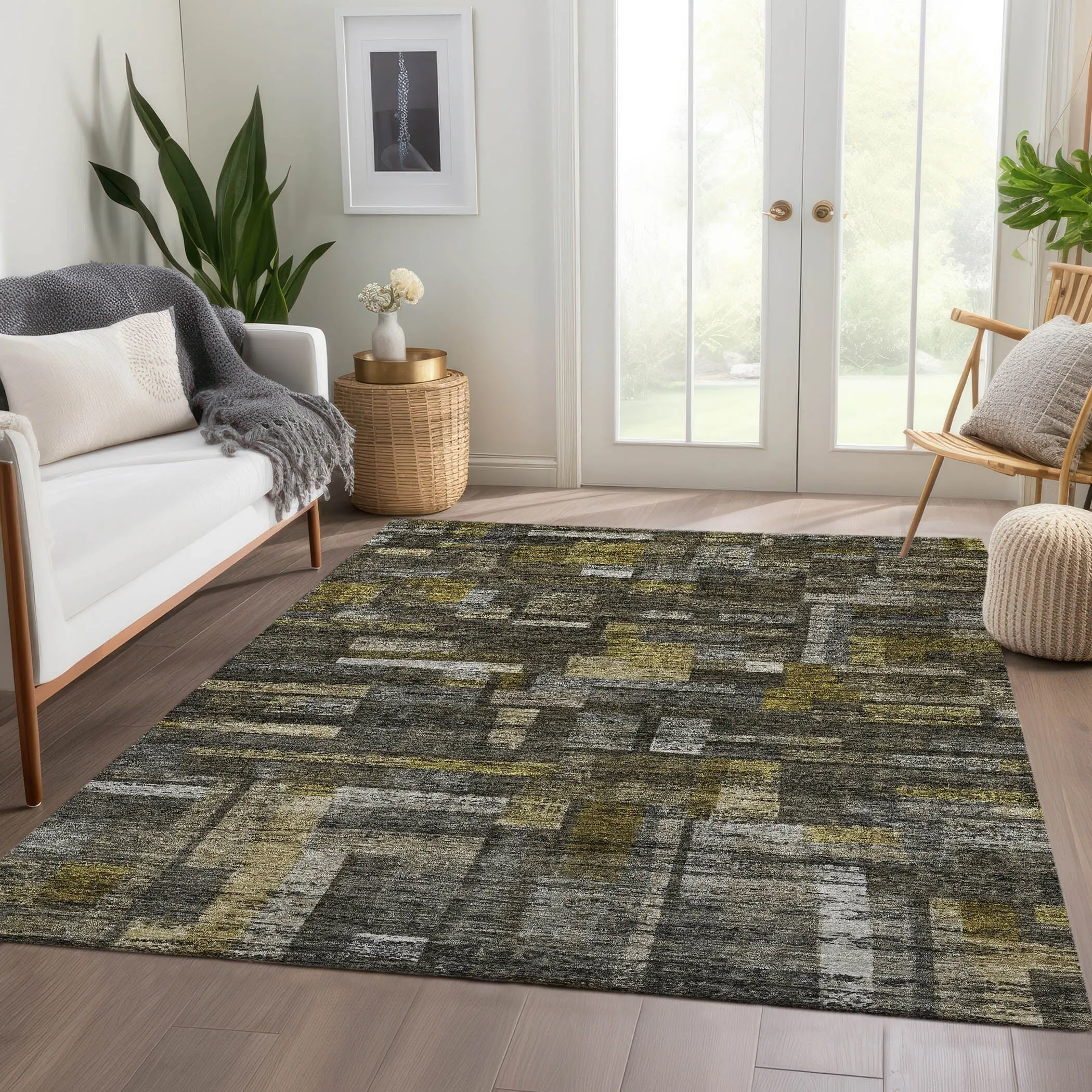 Machine Washable Indoor/ Outdoor Contemporary Chantille Rug