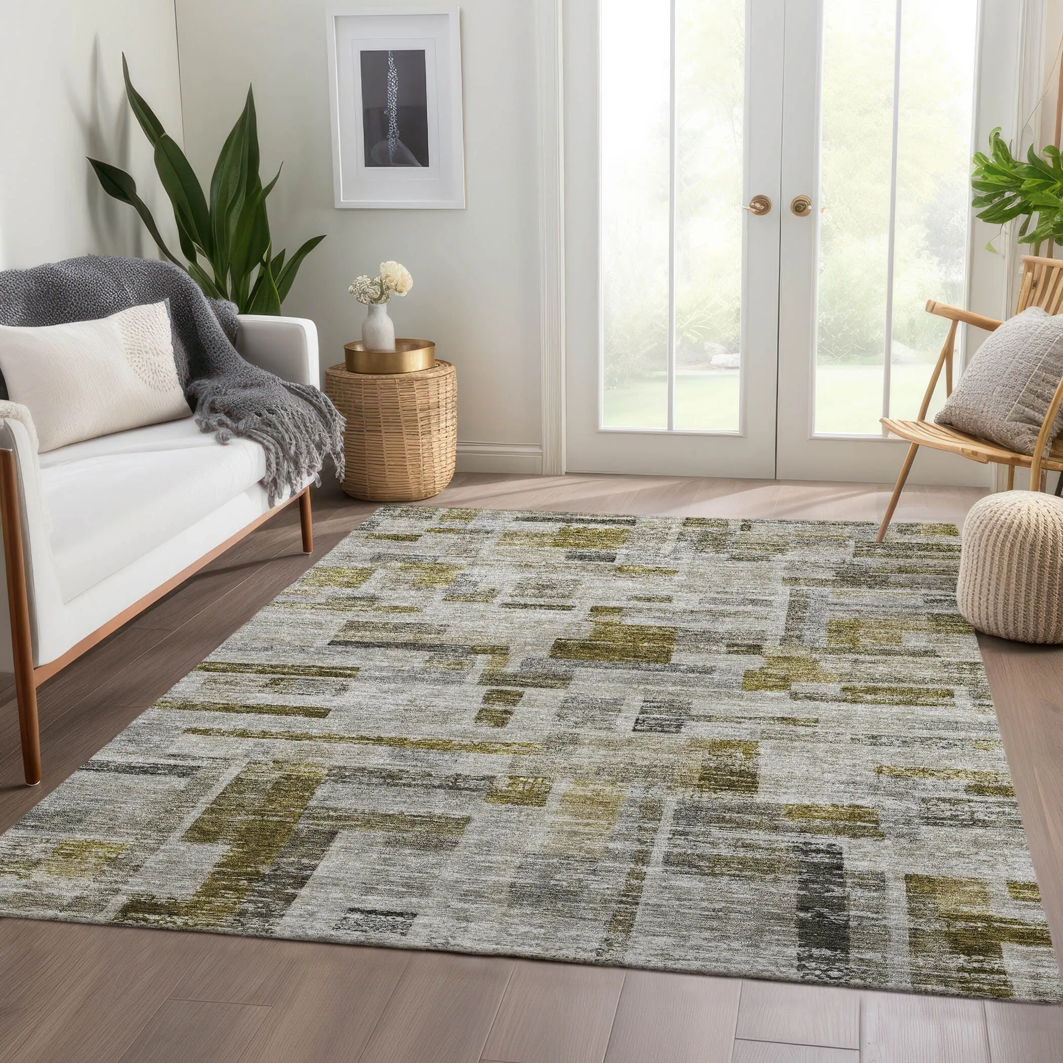 Machine Washable Indoor/ Outdoor Contemporary Chantille Rug