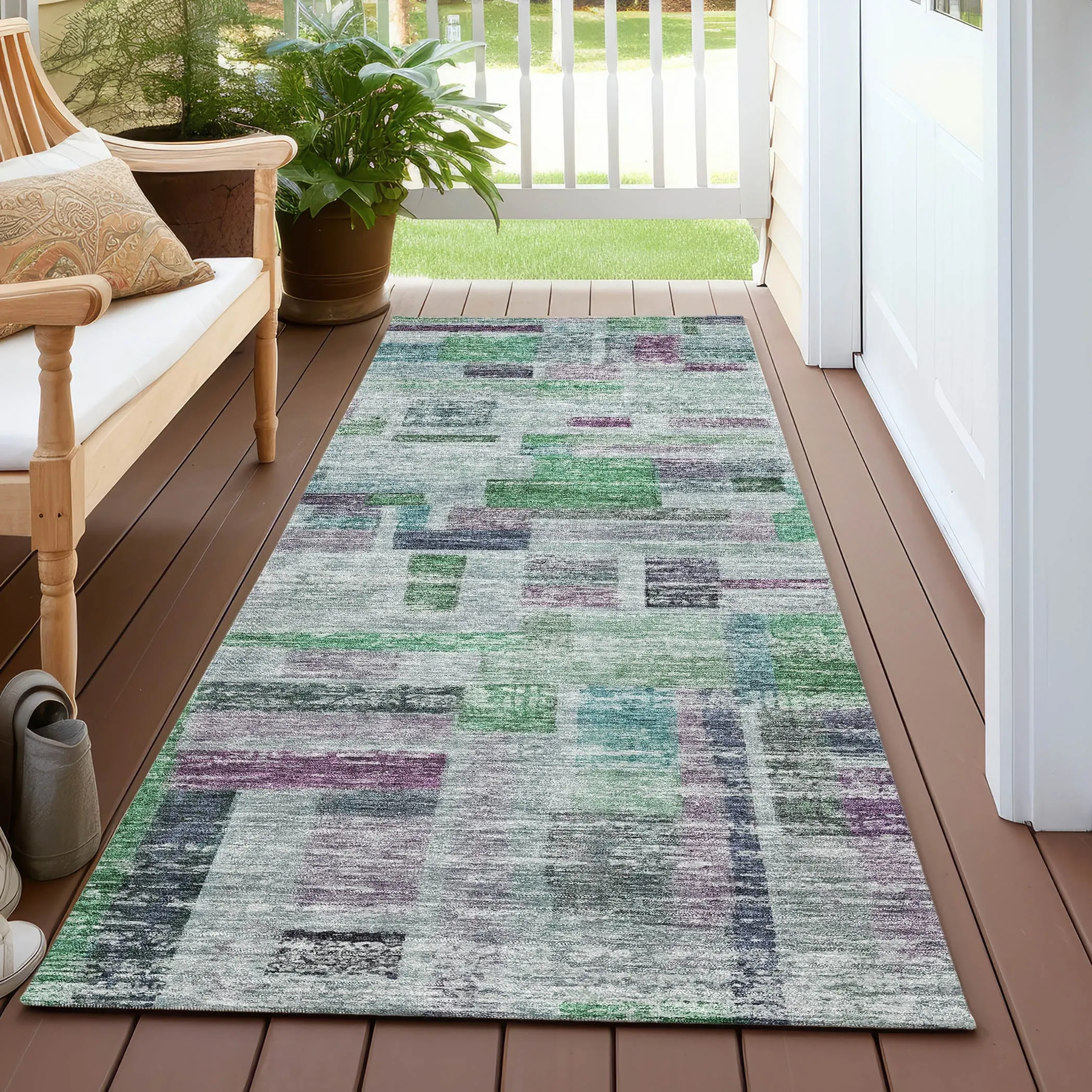 Machine Washable Indoor/ Outdoor Contemporary Chantille Rug