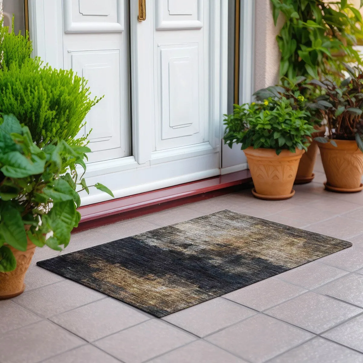 Machine Washable Indoor/ Outdoor Contemporary Chantille Rug
