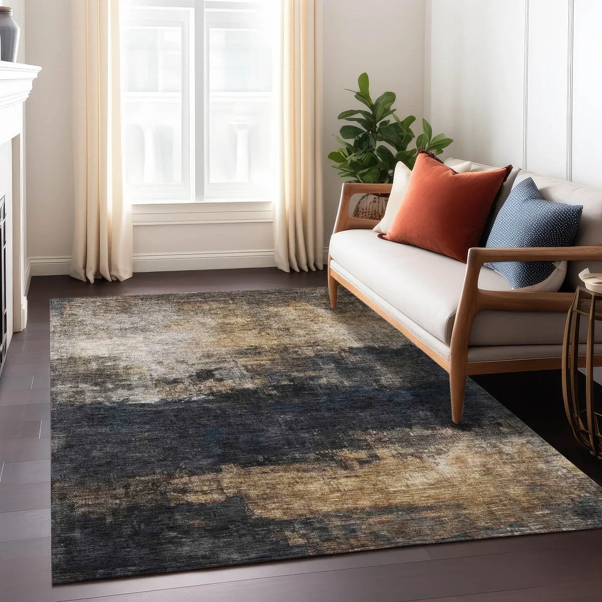 Machine Washable Indoor/ Outdoor Contemporary Chantille Rug