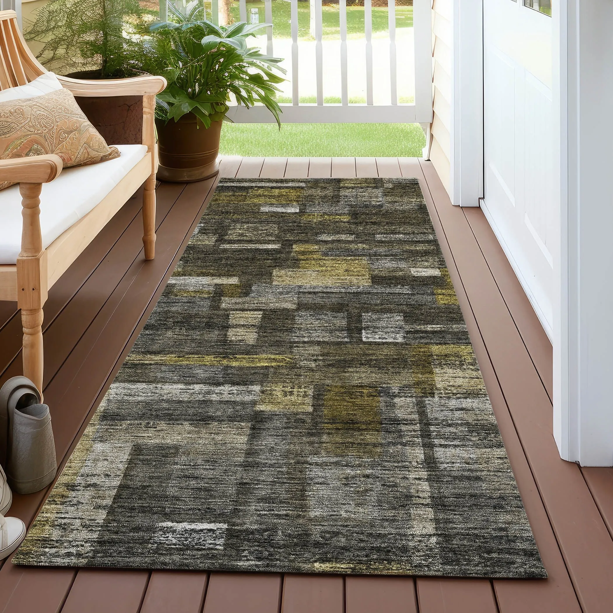 Machine Washable Indoor/ Outdoor Contemporary Chantille Rug
