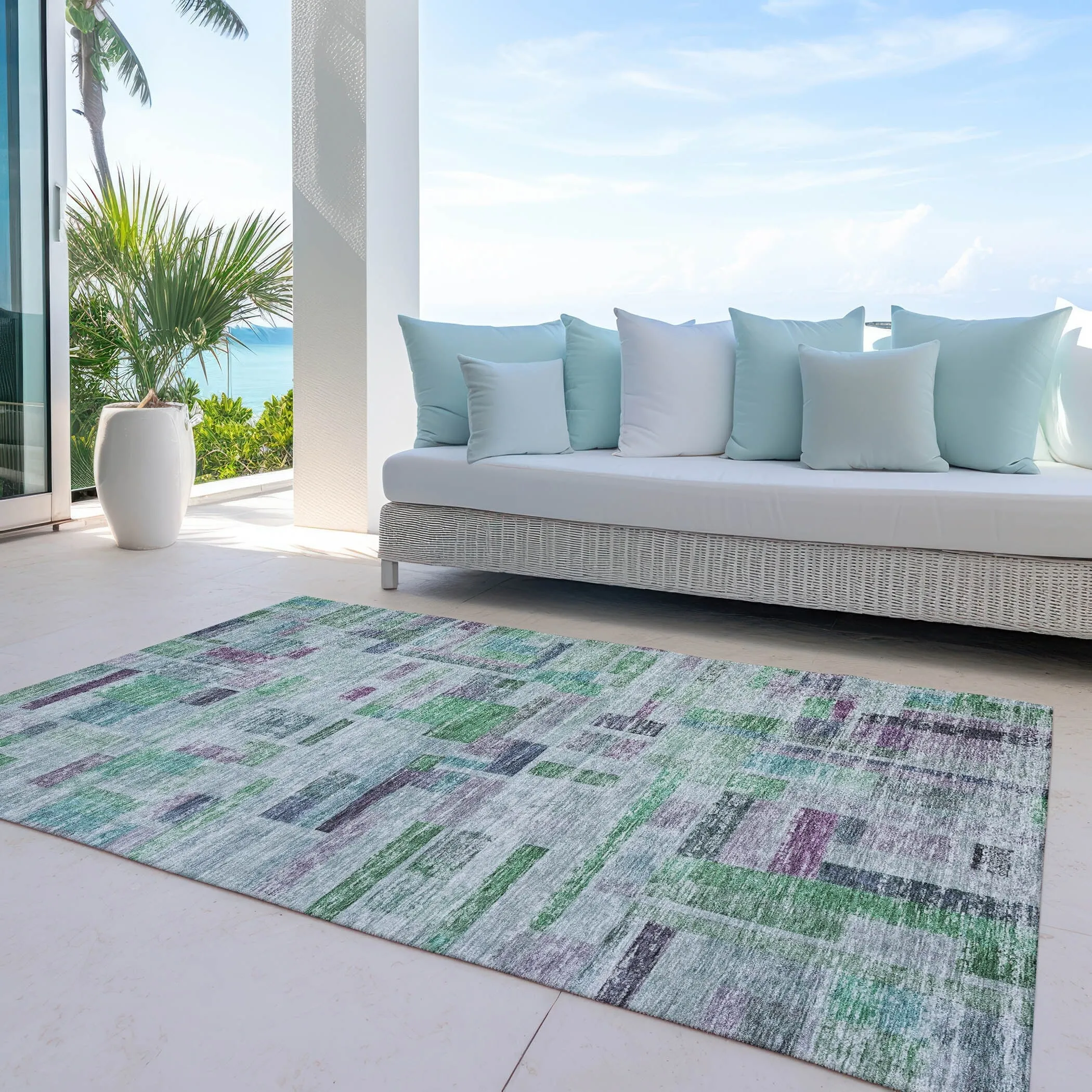 Machine Washable Indoor/ Outdoor Contemporary Chantille Rug