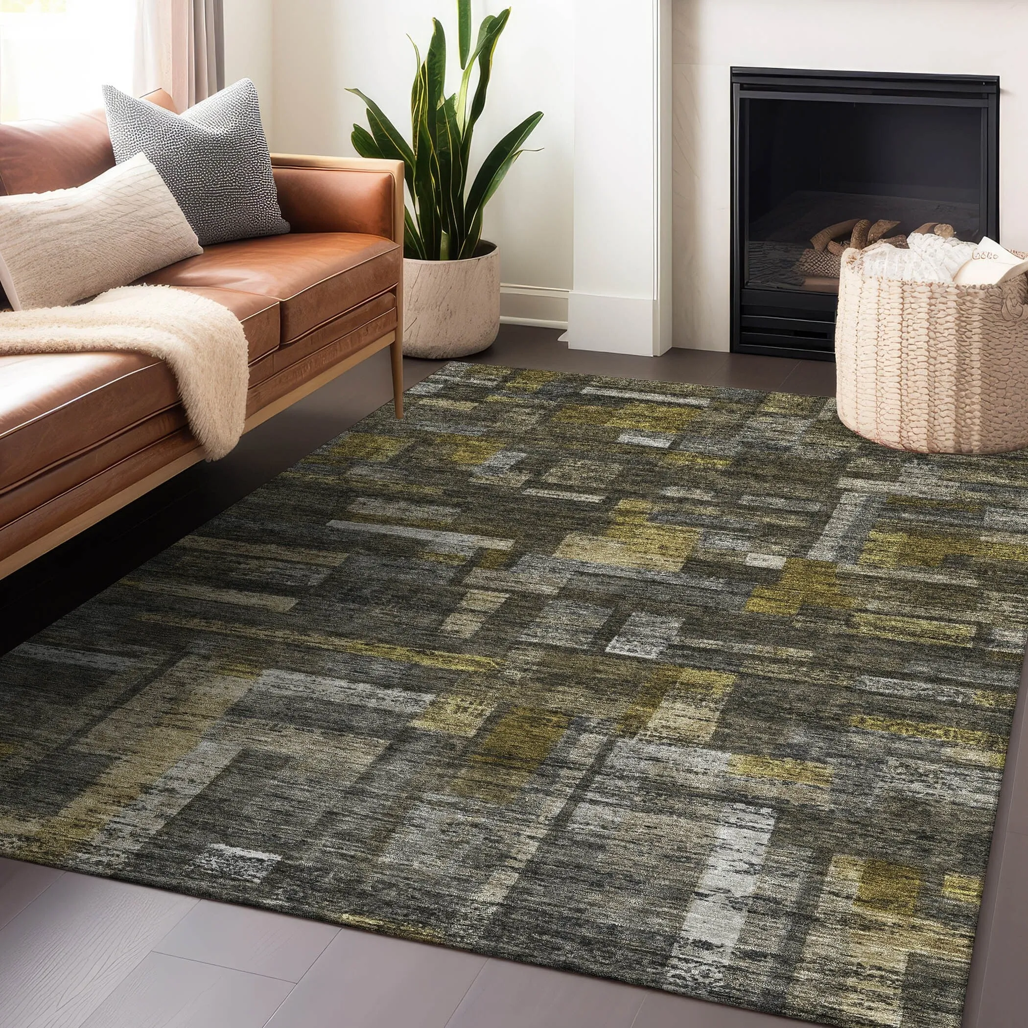 Machine Washable Indoor/ Outdoor Contemporary Chantille Rug