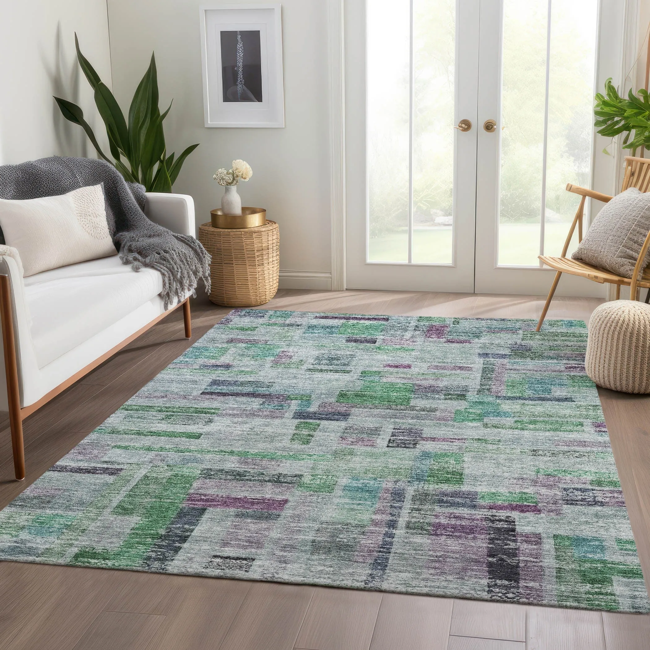 Machine Washable Indoor/ Outdoor Contemporary Chantille Rug