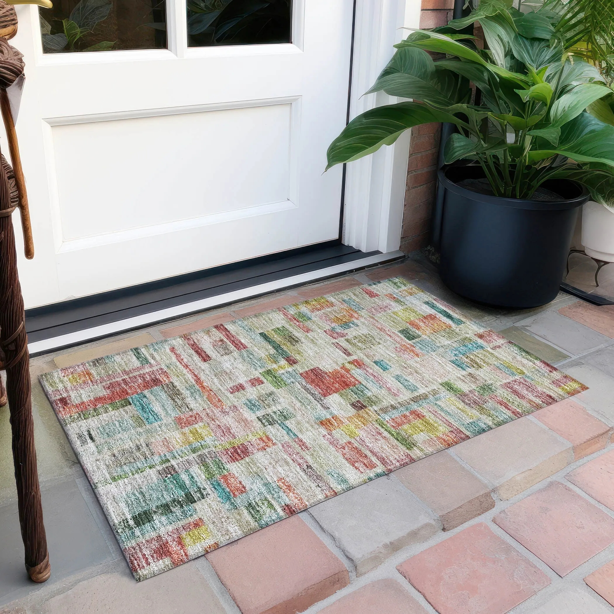 Machine Washable Indoor/ Outdoor Contemporary Chantille Rug