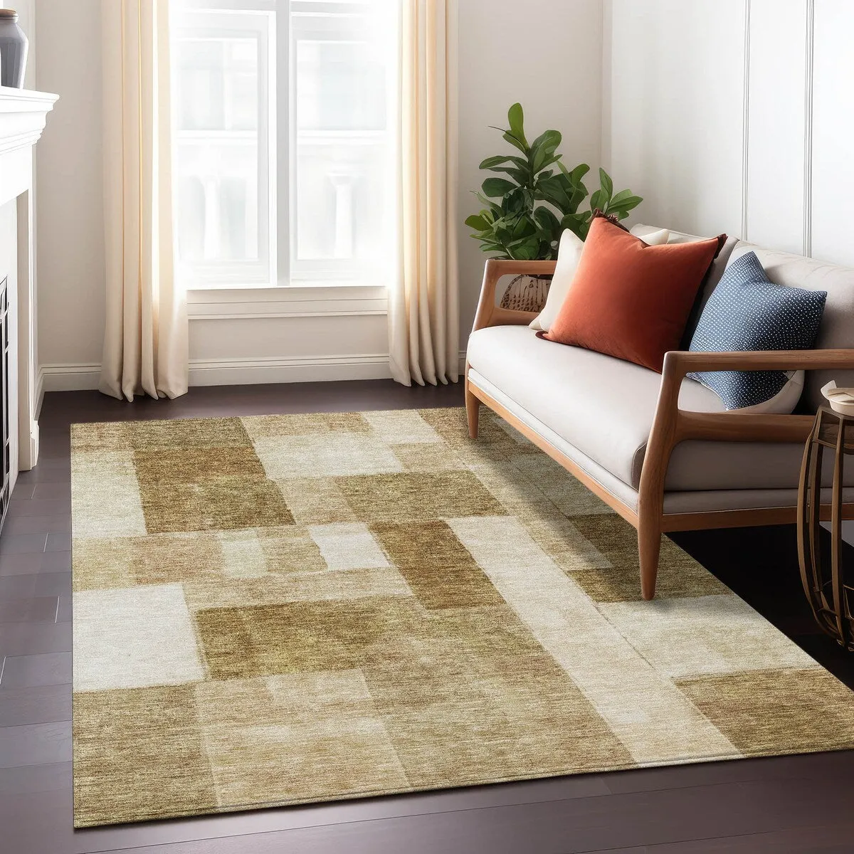Machine Washable Indoor/ Outdoor Contemporary Geo Chantille Rug