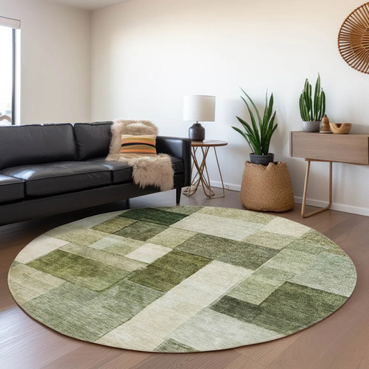 Machine Washable Indoor/ Outdoor Contemporary Geo Chantille Rug