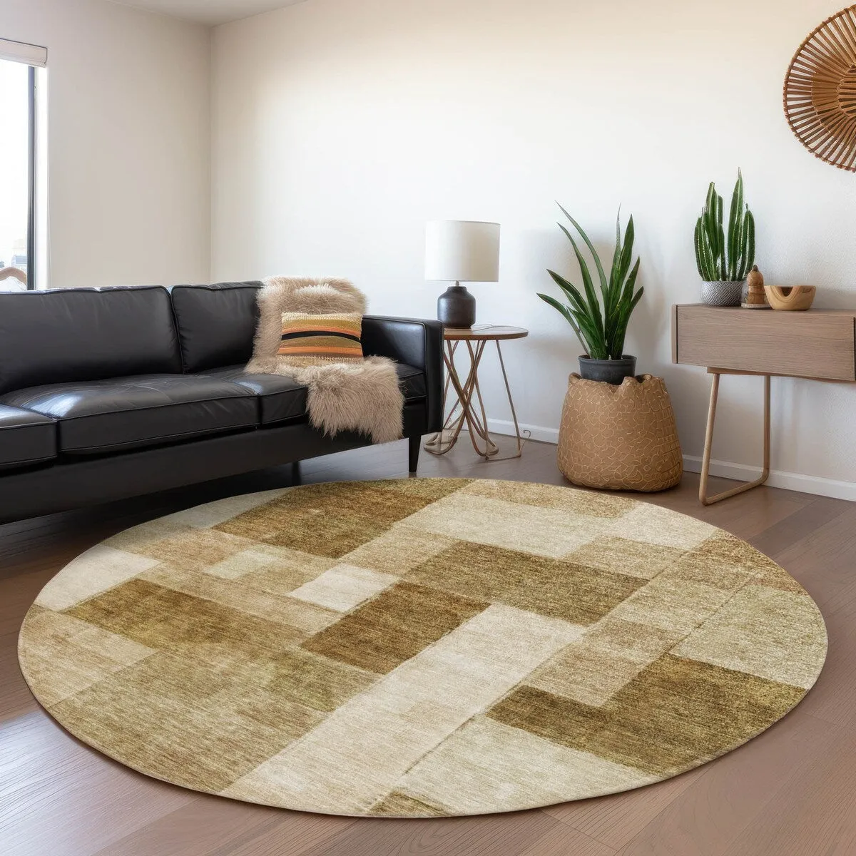 Machine Washable Indoor/ Outdoor Contemporary Geo Chantille Rug