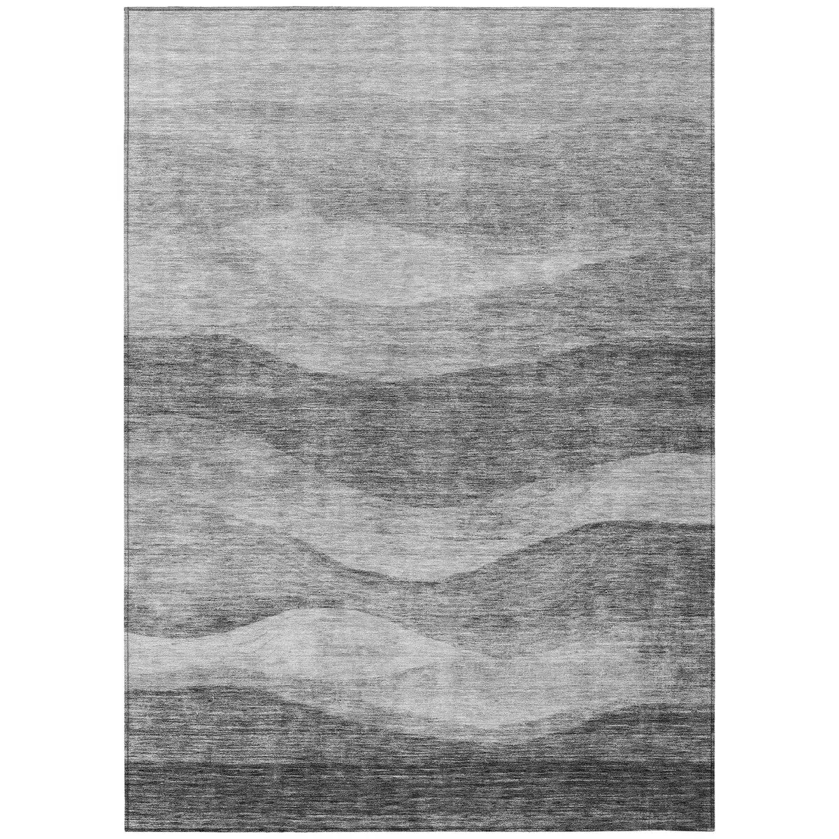 Machine Washable Indoor/ Outdoor Contemporary Waves Chantille Rug