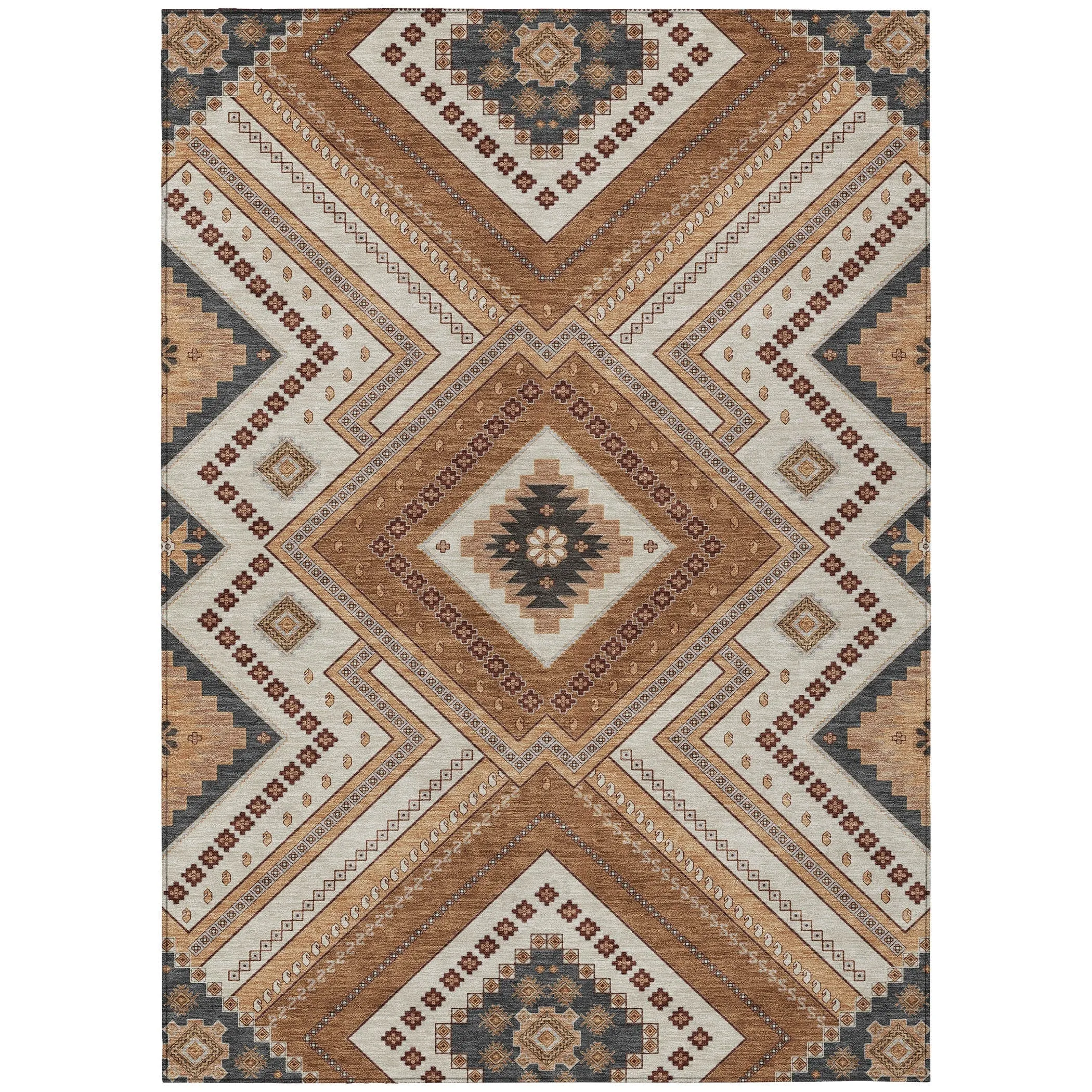Machine Washable Indoor/ Outdoor Global Boho Chantille Rug