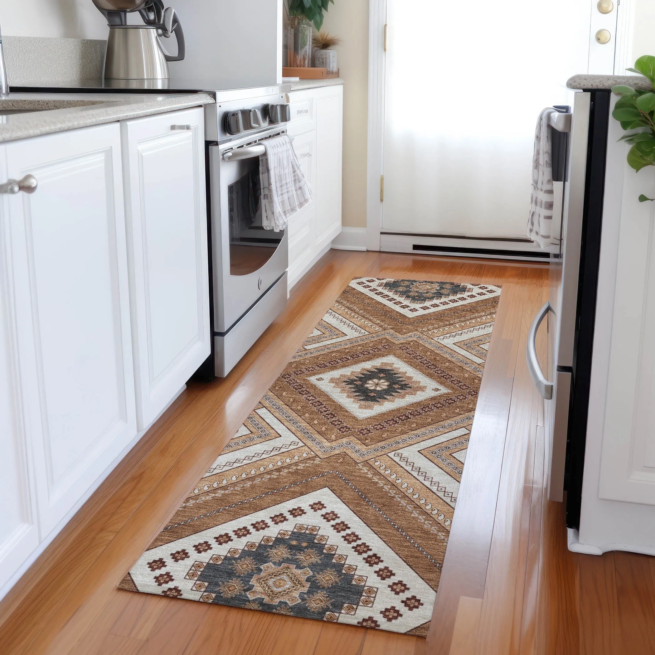 Machine Washable Indoor/ Outdoor Global Boho Chantille Rug