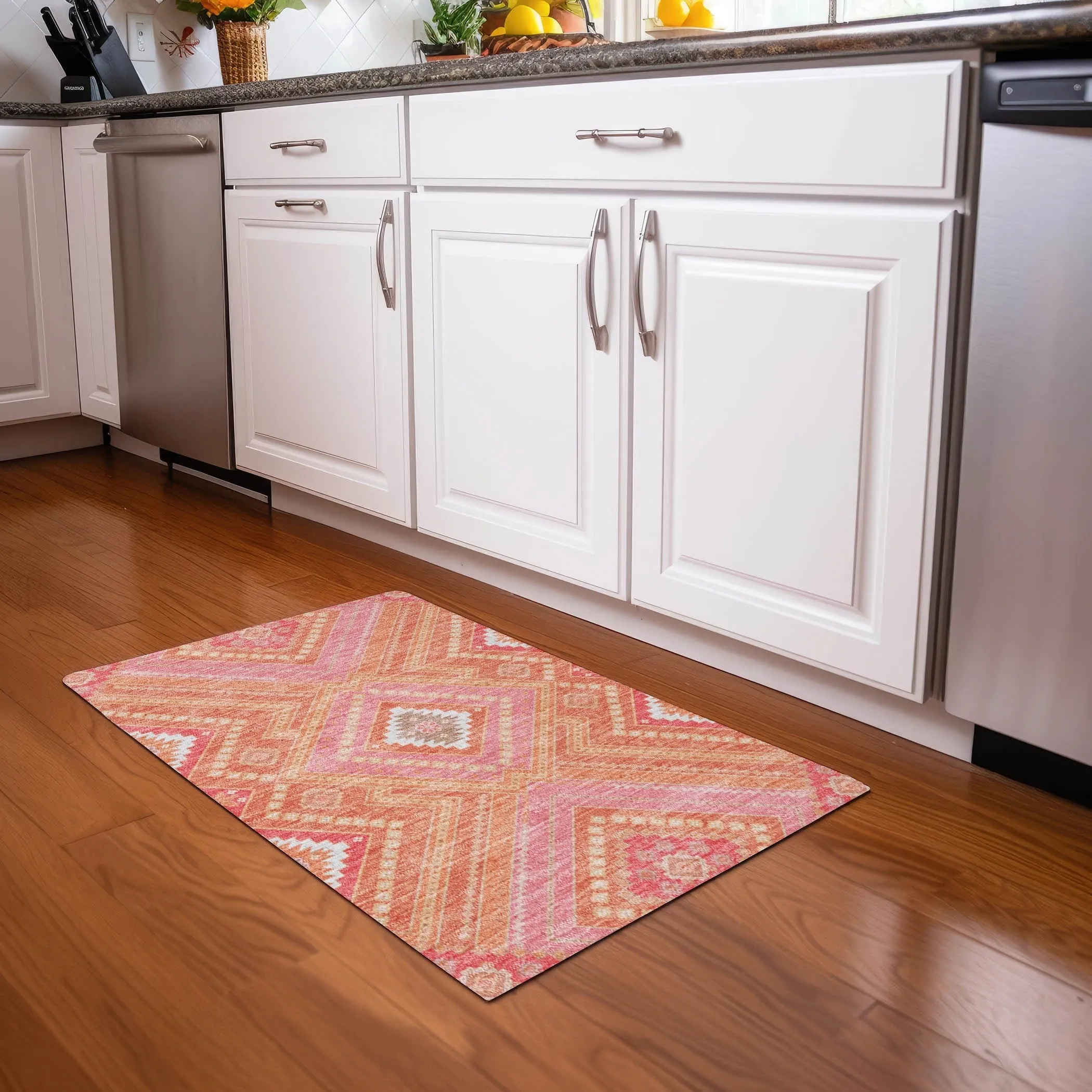 Machine Washable Indoor/ Outdoor Global Boho Chantille Rug