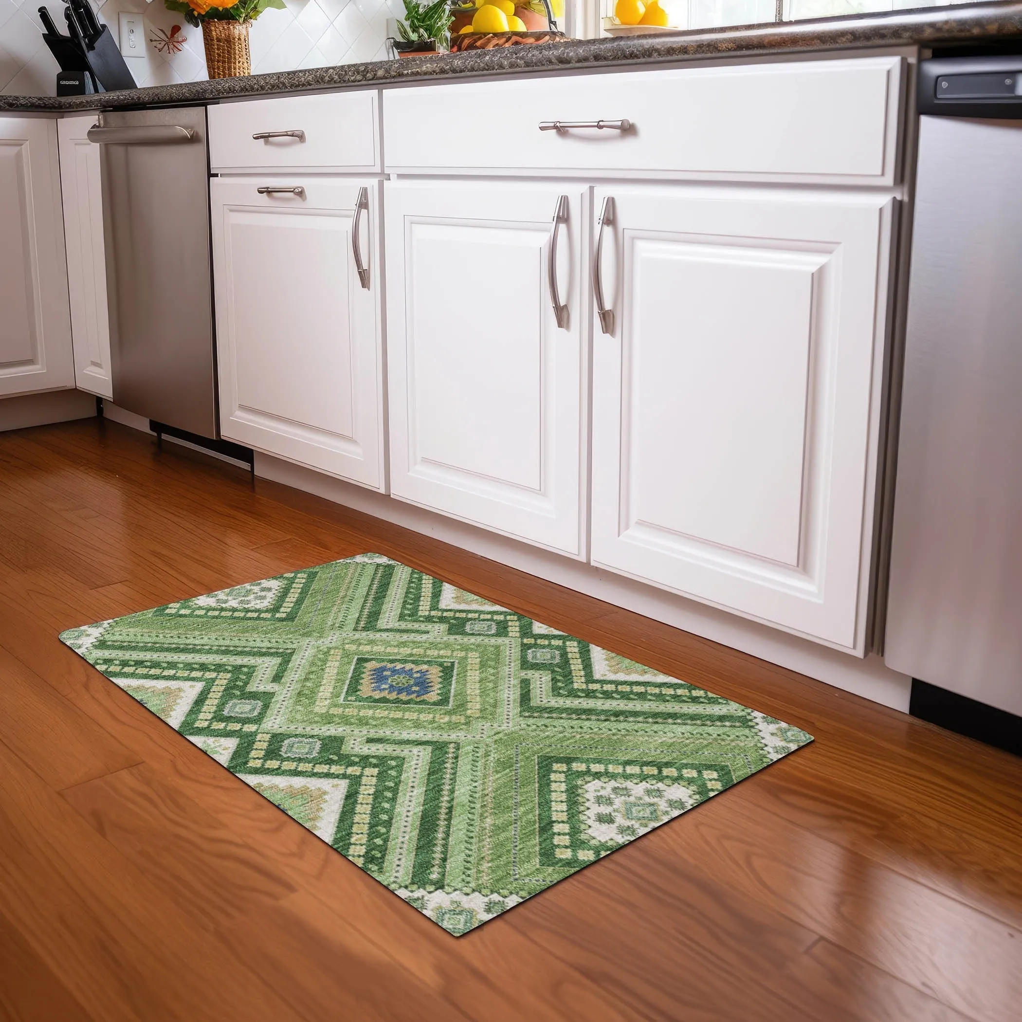 Machine Washable Indoor/ Outdoor Global Boho Chantille Rug