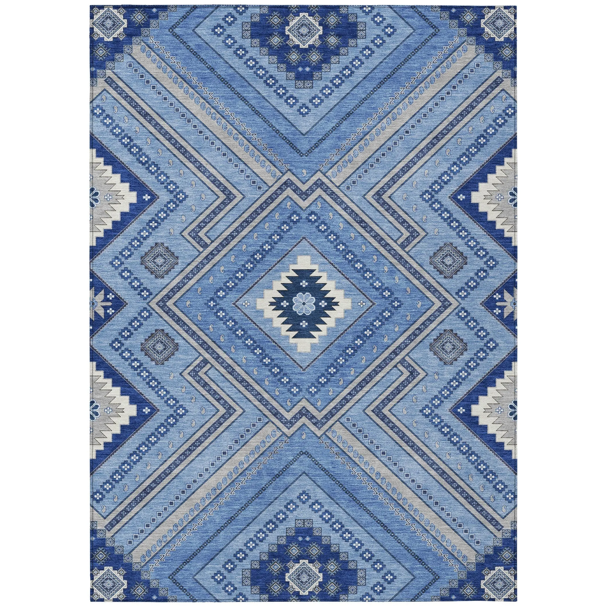 Machine Washable Indoor/ Outdoor Global Boho Chantille Rug