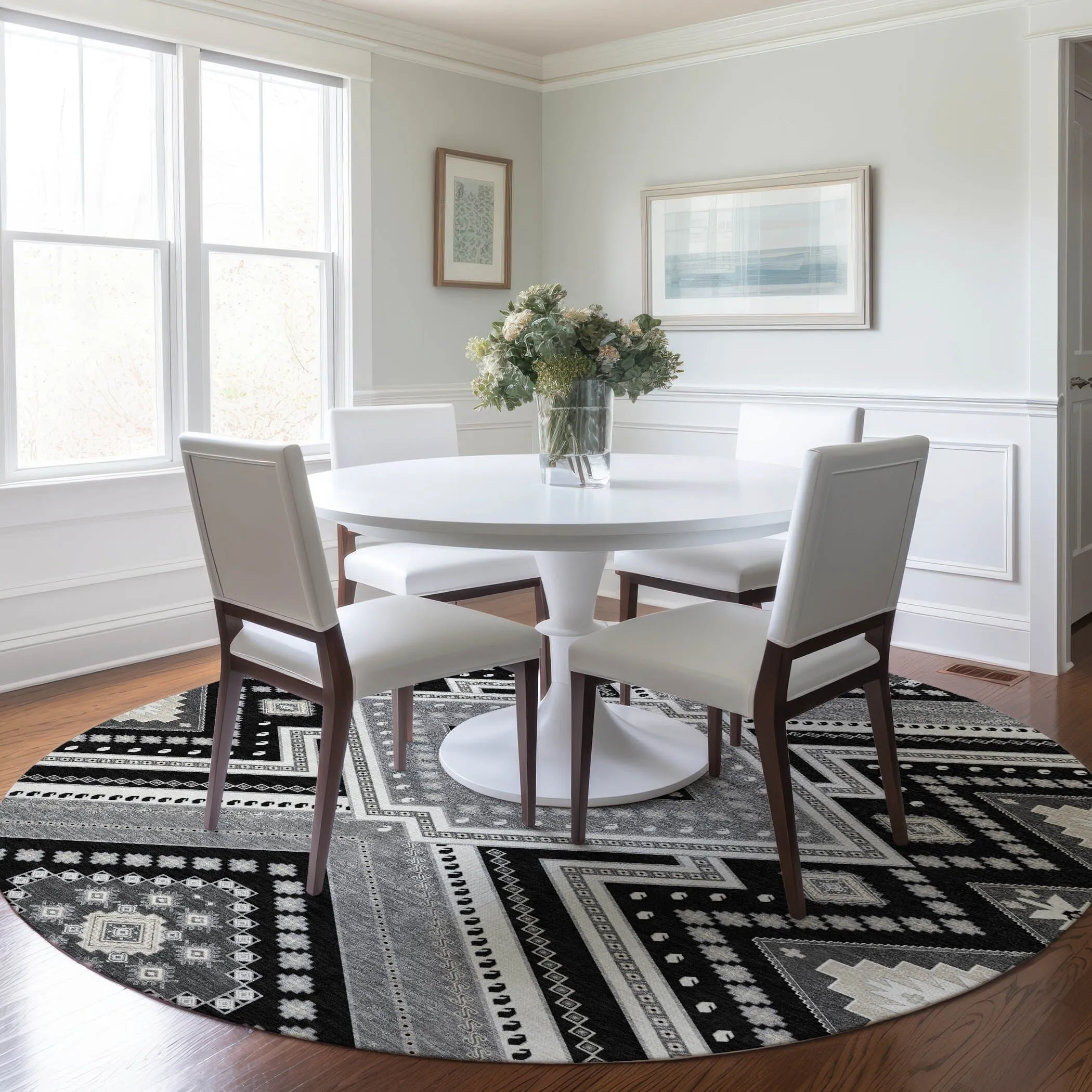 Machine Washable Indoor/ Outdoor Global Boho Chantille Rug