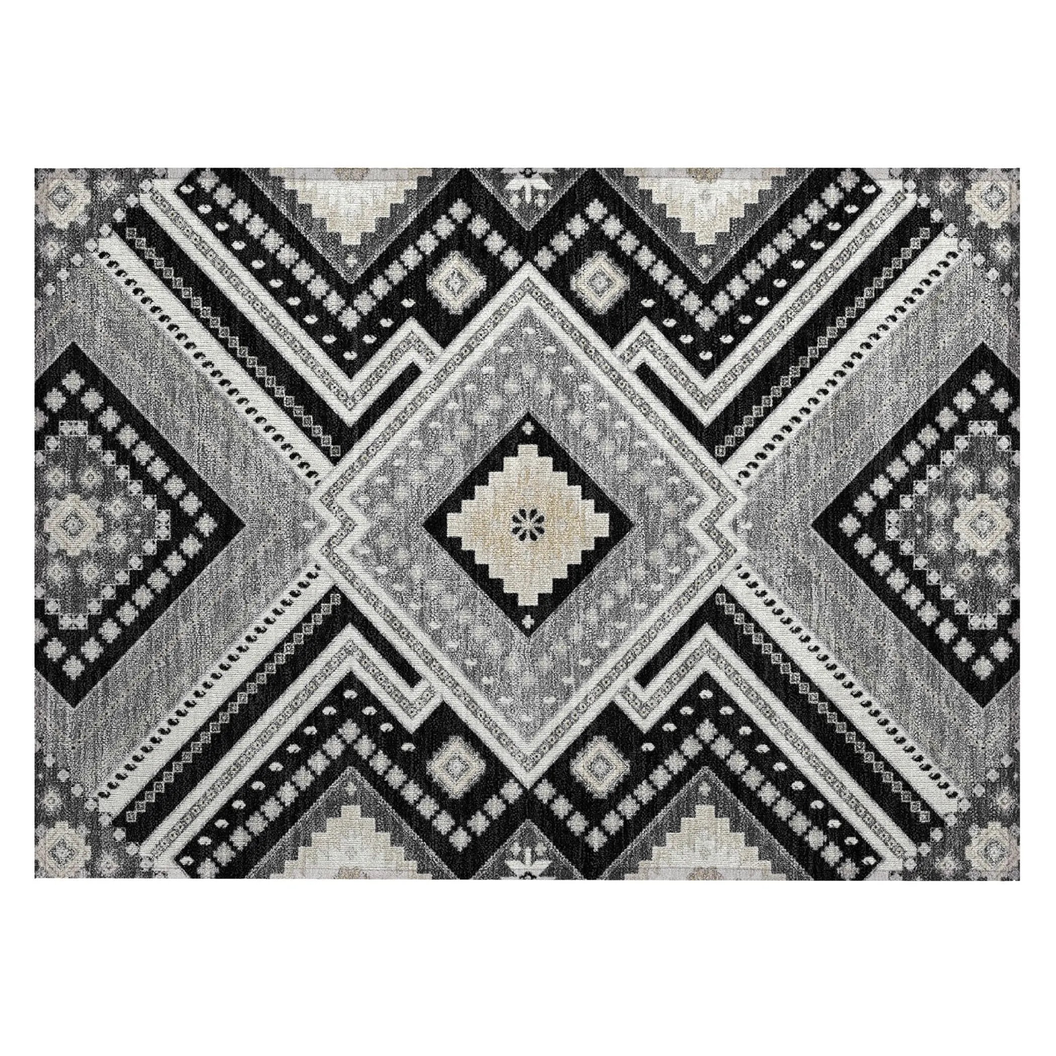 Machine Washable Indoor/ Outdoor Global Boho Chantille Rug
