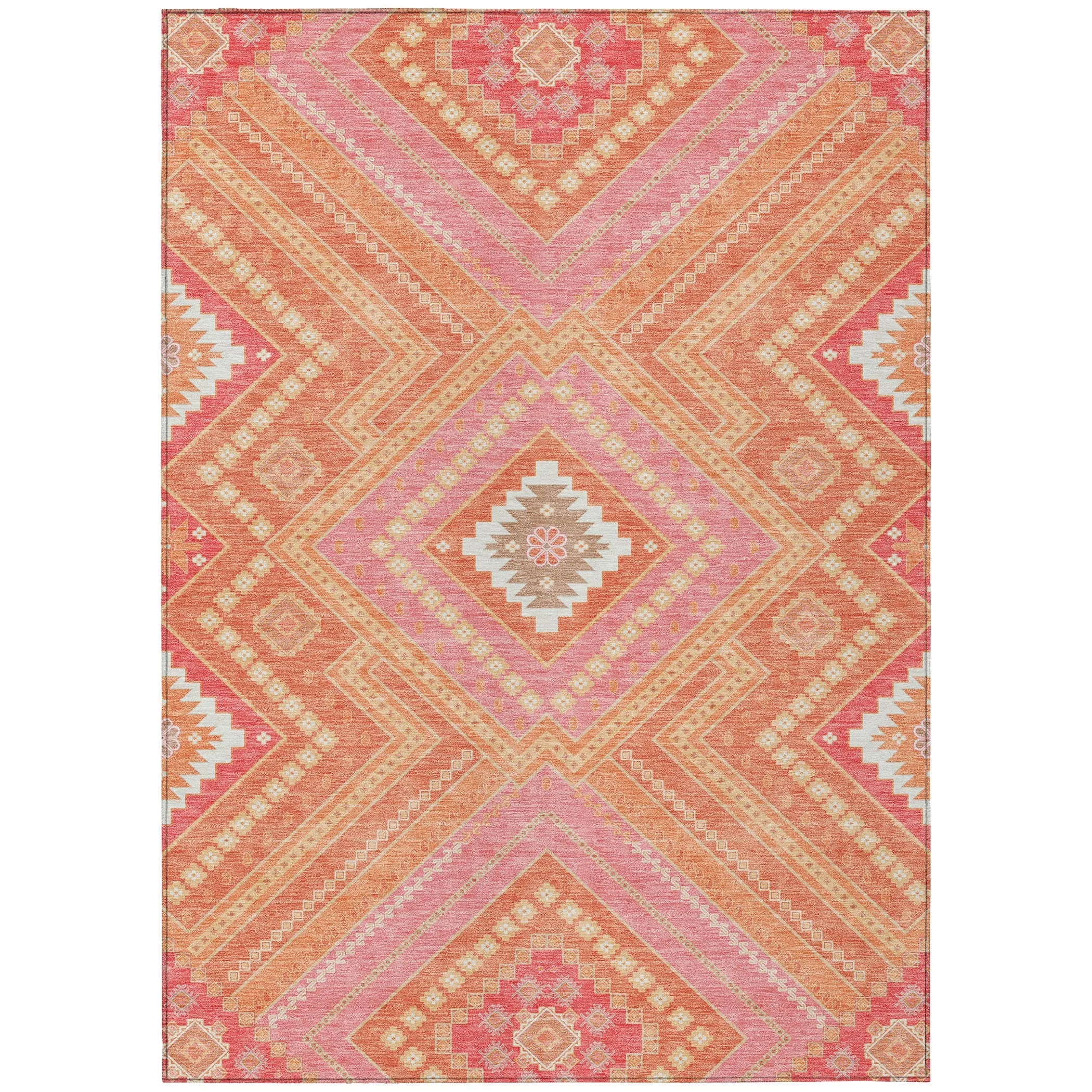 Machine Washable Indoor/ Outdoor Global Boho Chantille Rug