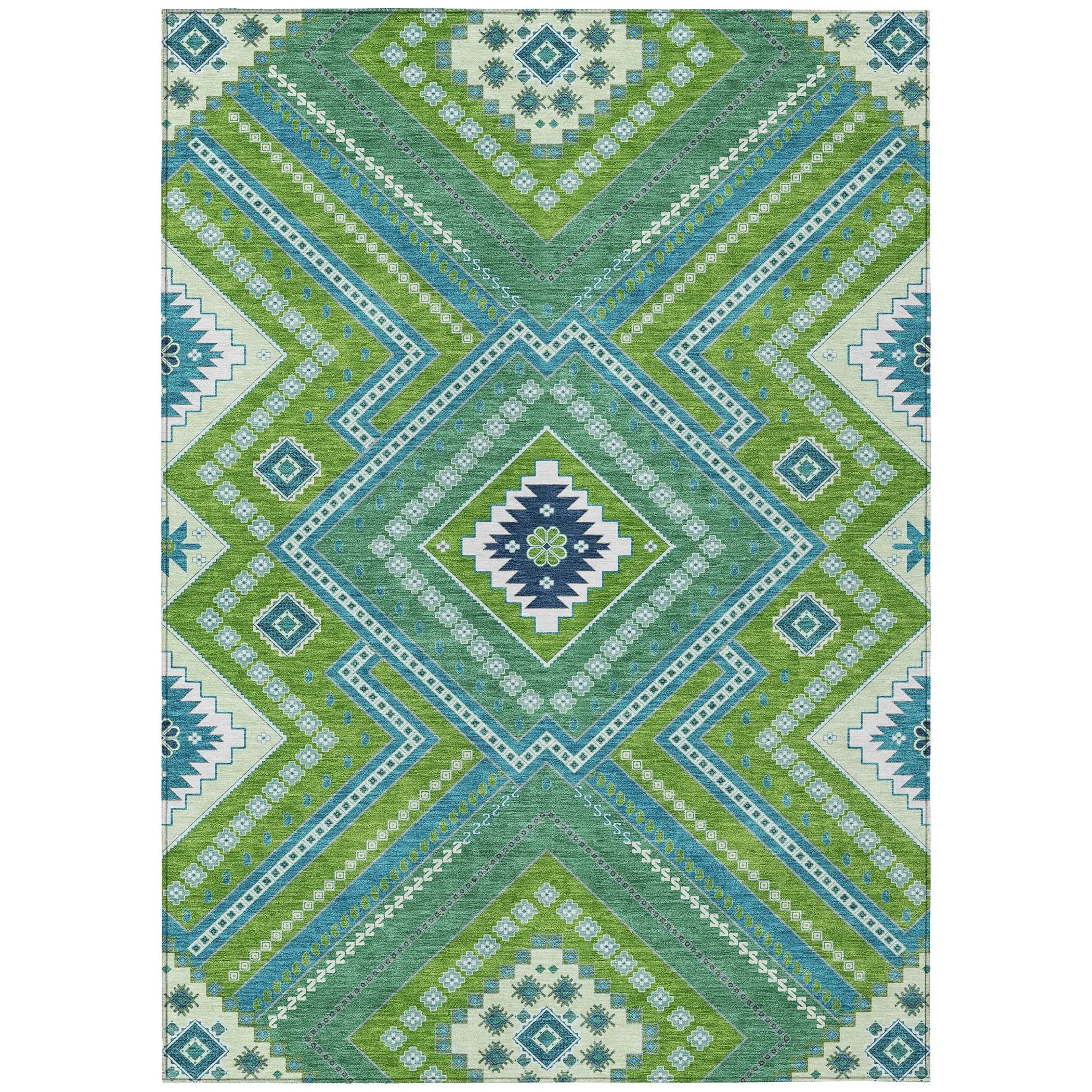 Machine Washable Indoor/ Outdoor Global Boho Chantille Rug
