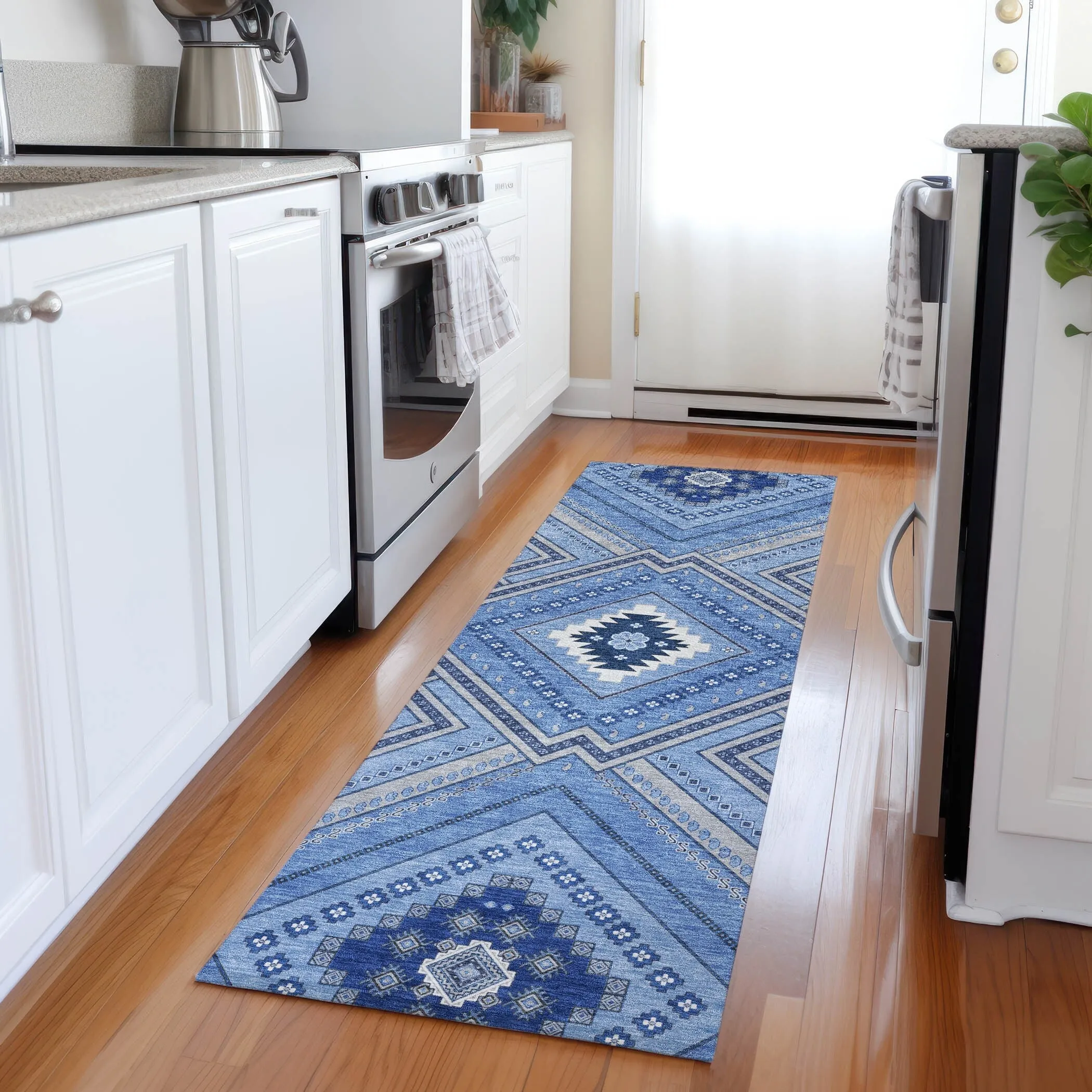 Machine Washable Indoor/ Outdoor Global Boho Chantille Rug