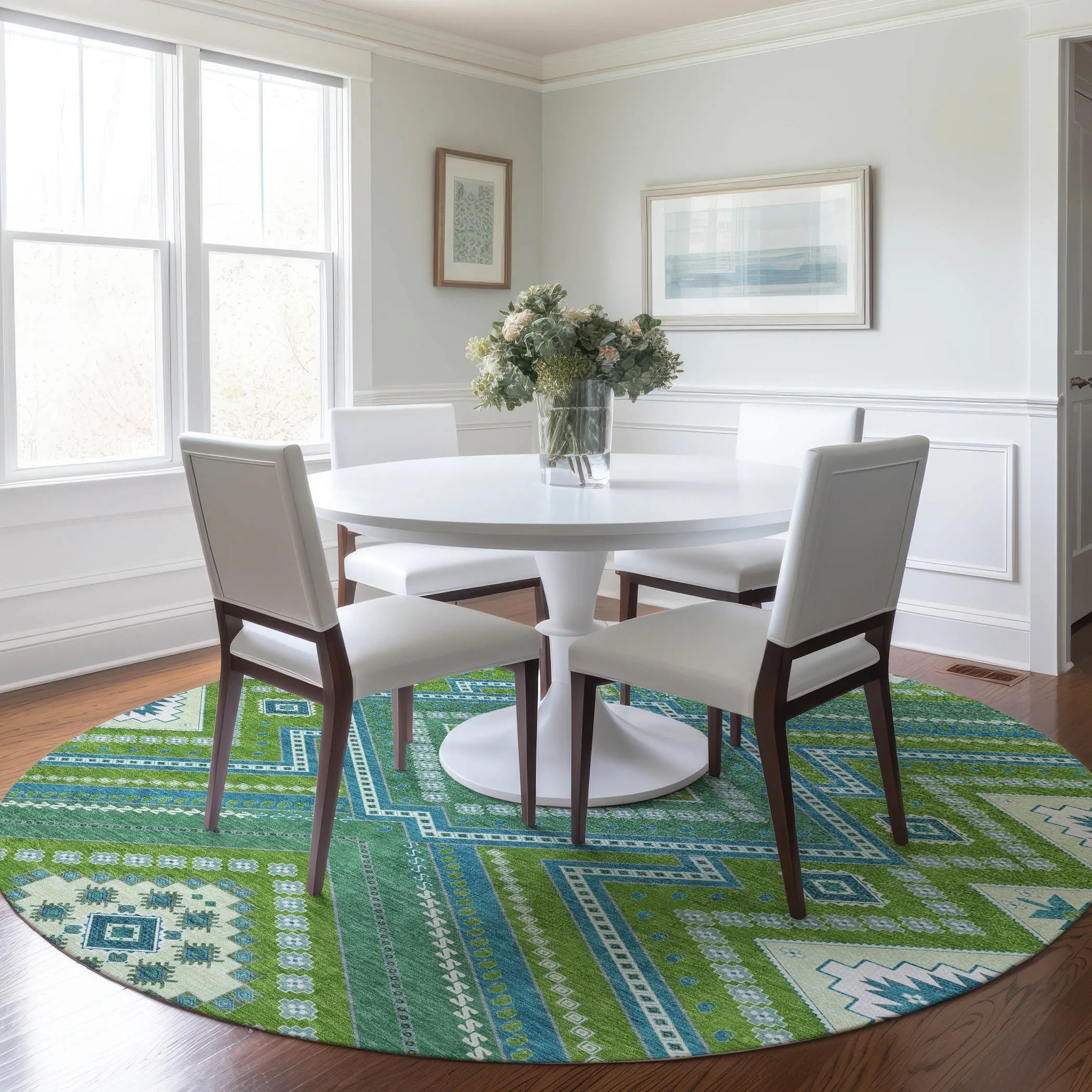 Machine Washable Indoor/ Outdoor Global Boho Chantille Rug