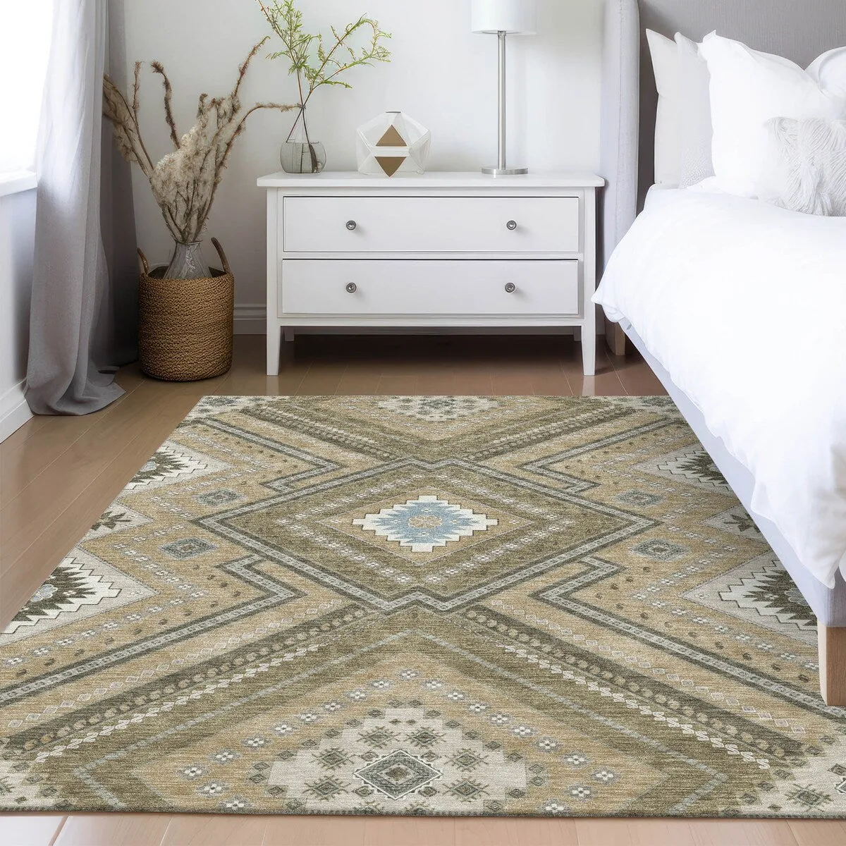 Machine Washable Indoor/ Outdoor Global Boho Chantille Rug