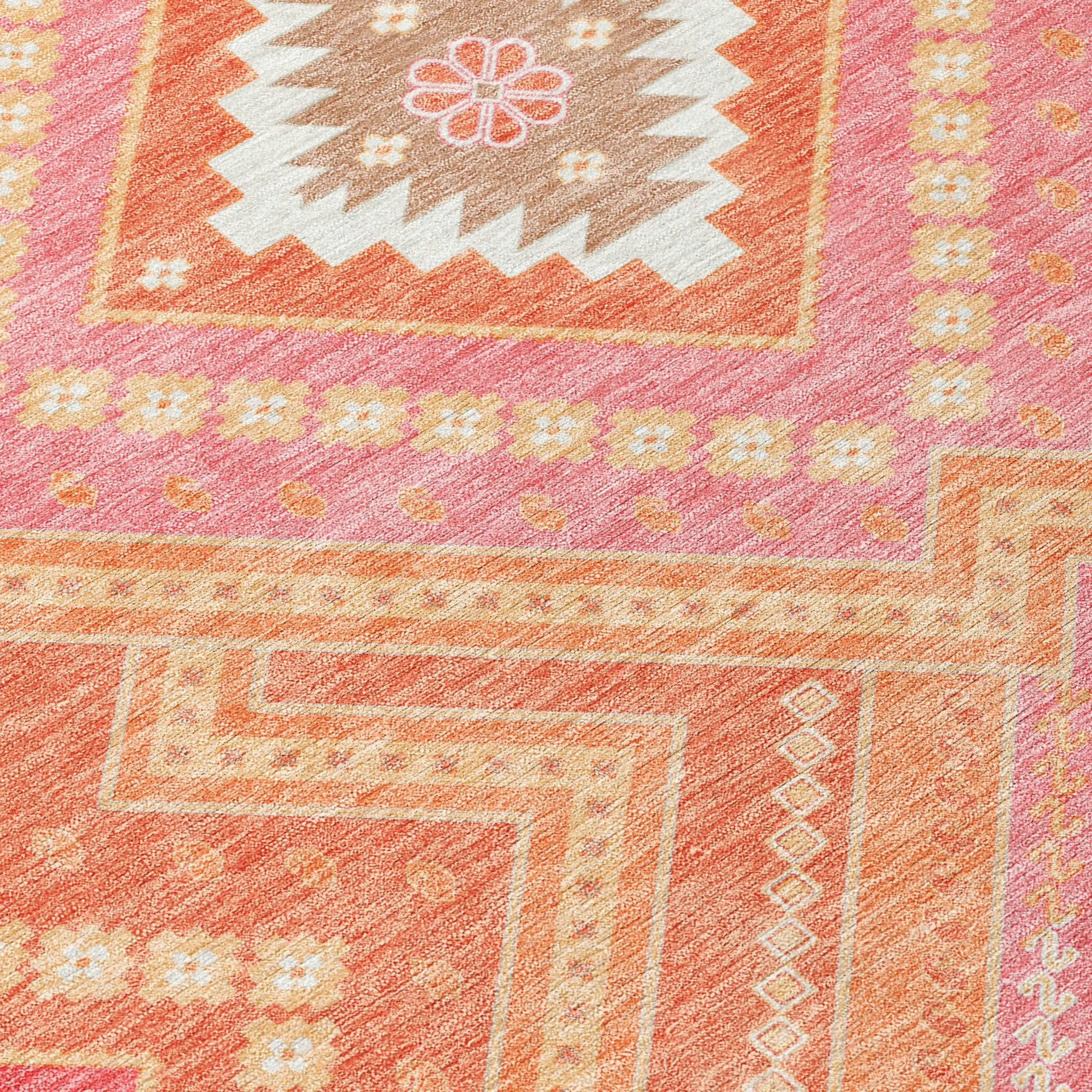 Machine Washable Indoor/ Outdoor Global Boho Chantille Rug