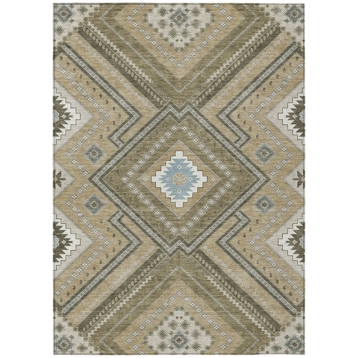 Machine Washable Indoor/ Outdoor Global Boho Chantille Rug