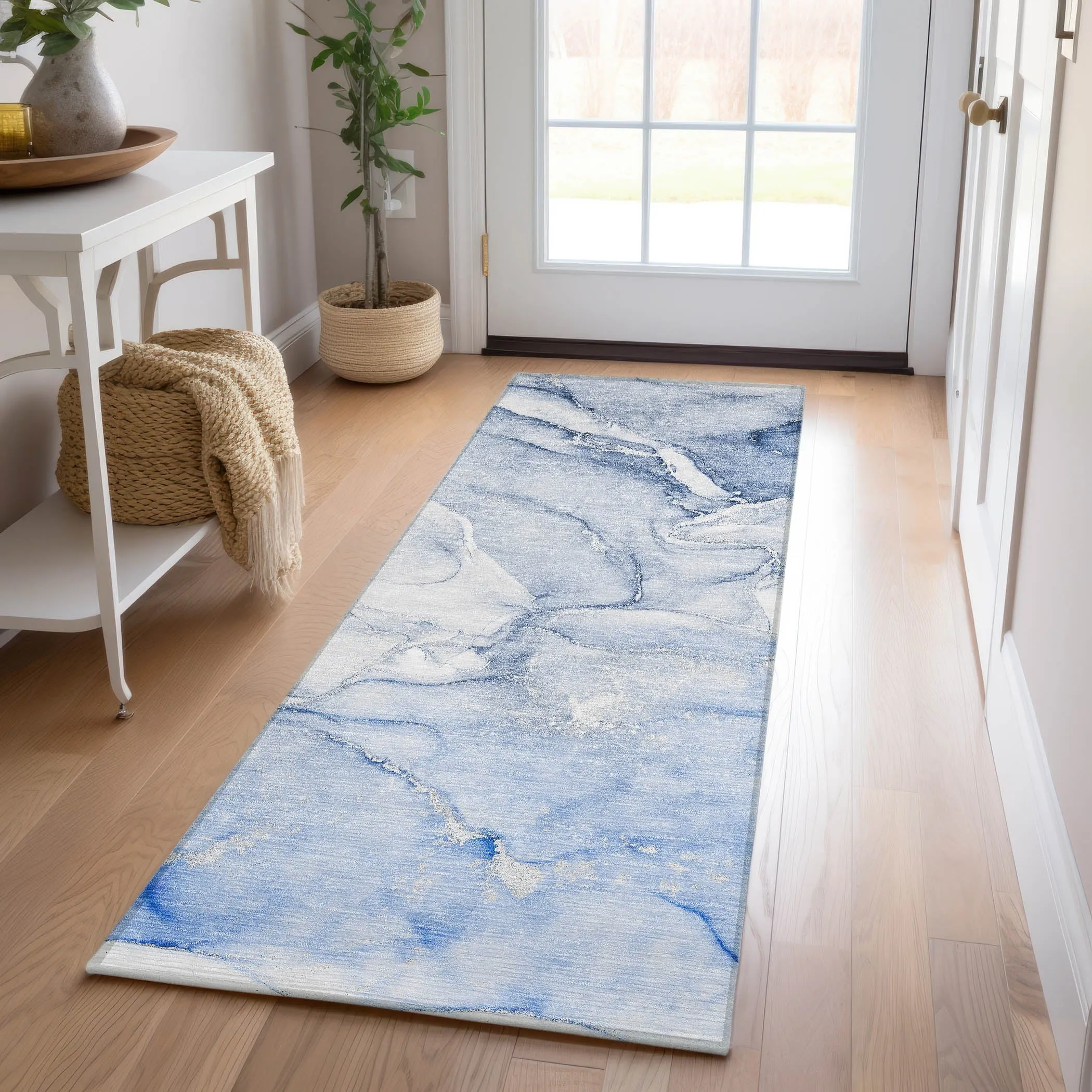 Machine Washable Indoor/ Outdoor Marble Chantille Rug