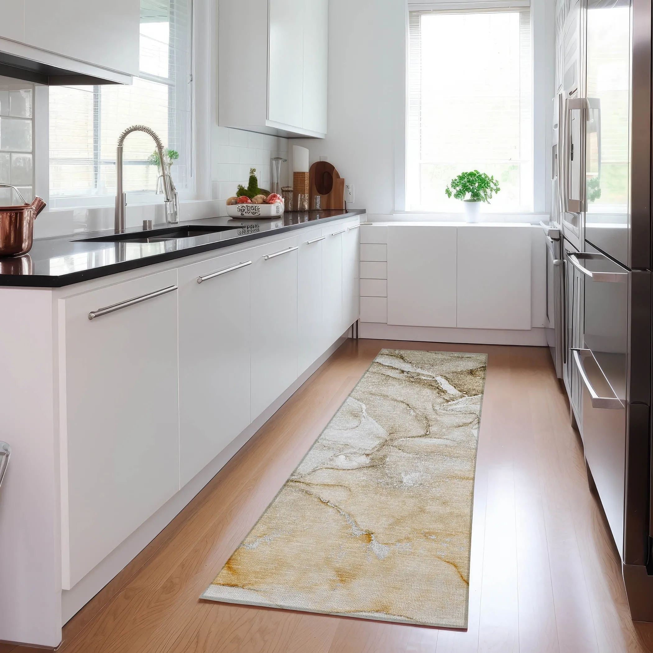 Machine Washable Indoor/ Outdoor Marble Chantille Rug
