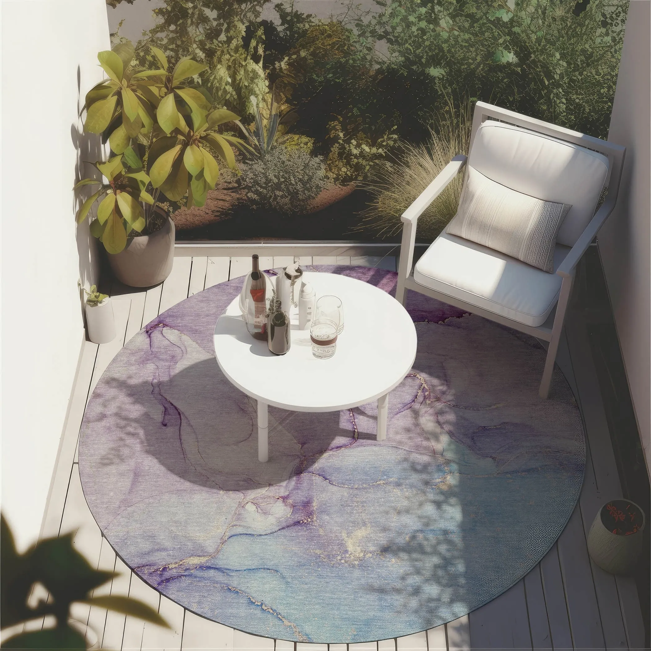 Machine Washable Indoor/ Outdoor Marble Chantille Rug