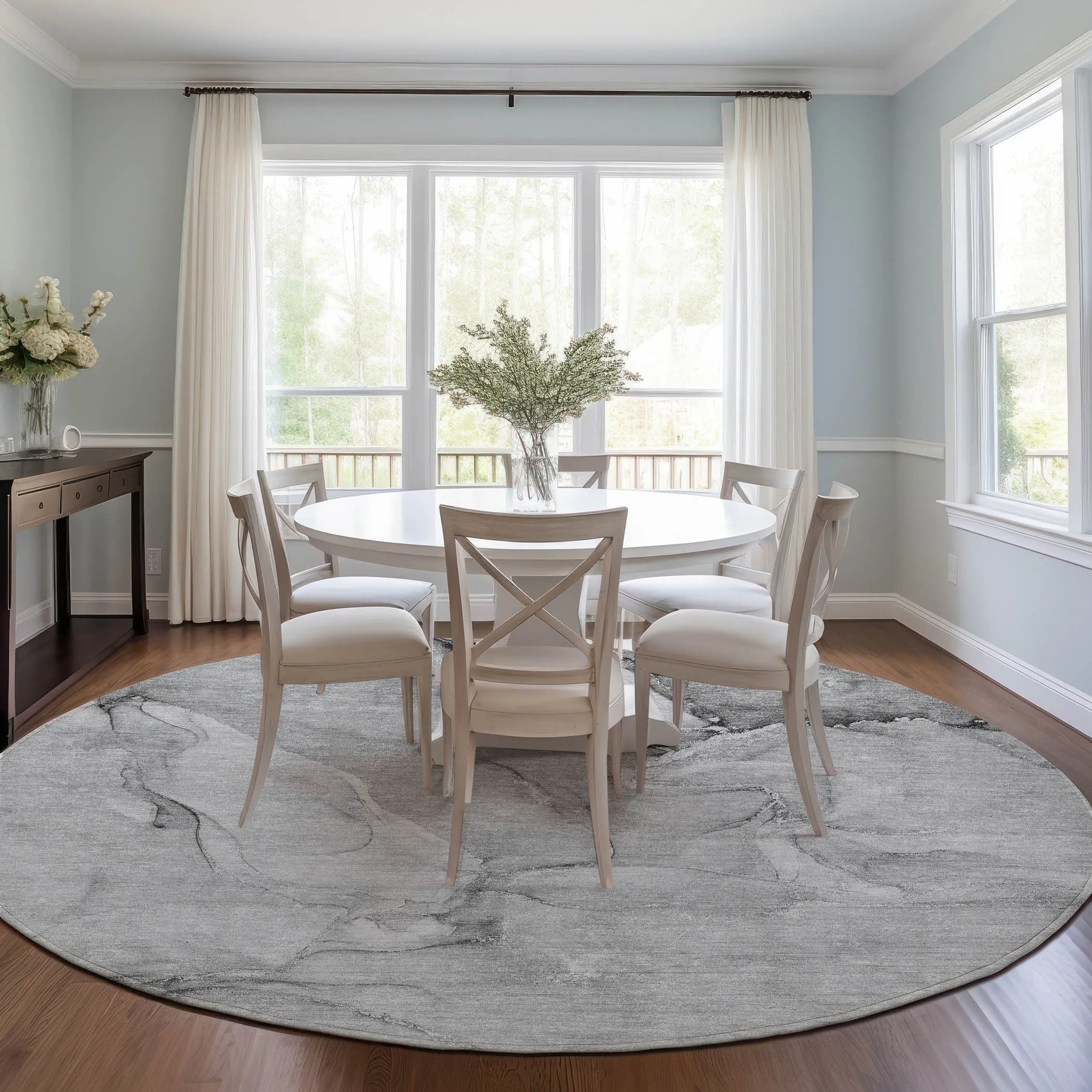 Machine Washable Indoor/ Outdoor Marble Chantille Rug