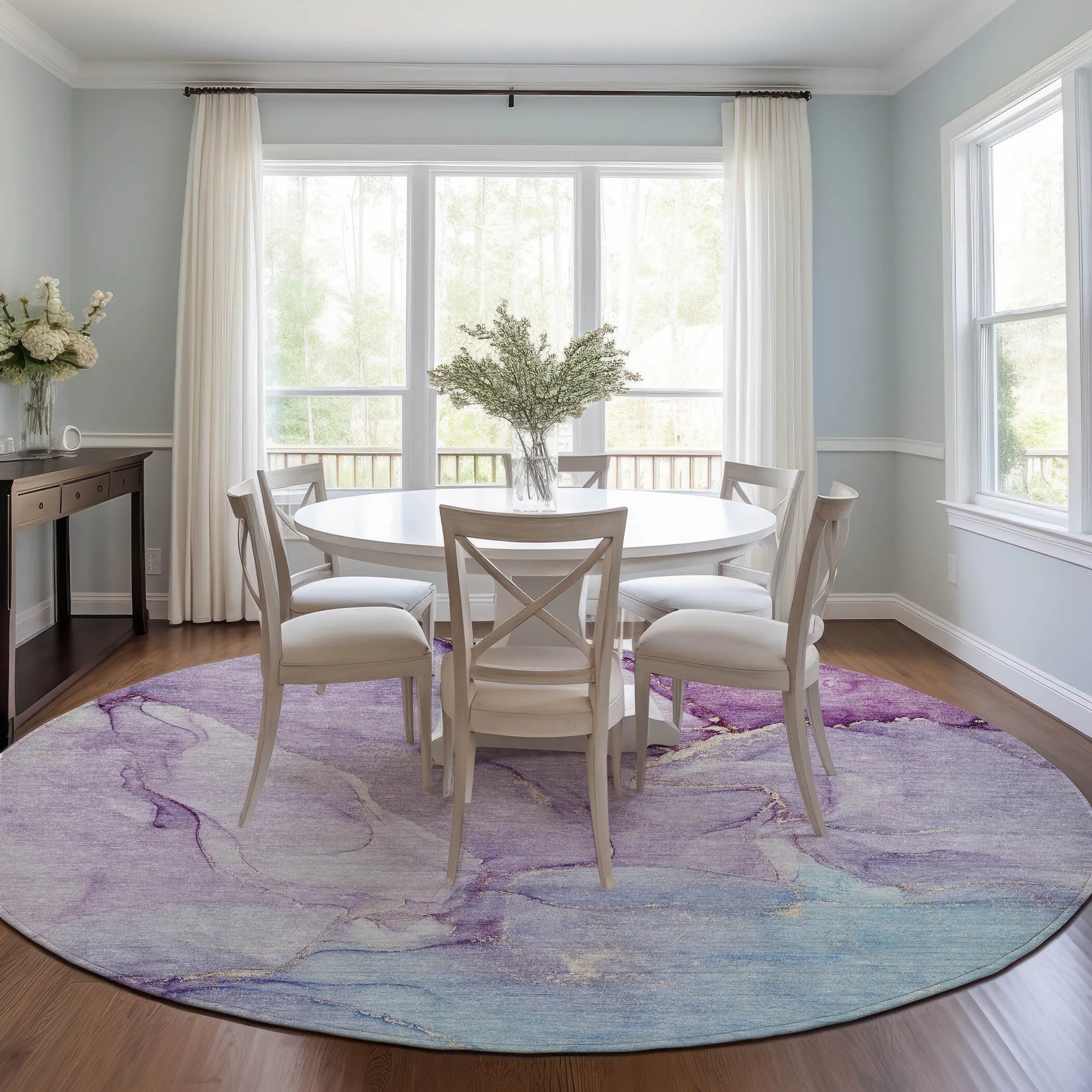 Machine Washable Indoor/ Outdoor Marble Chantille Rug