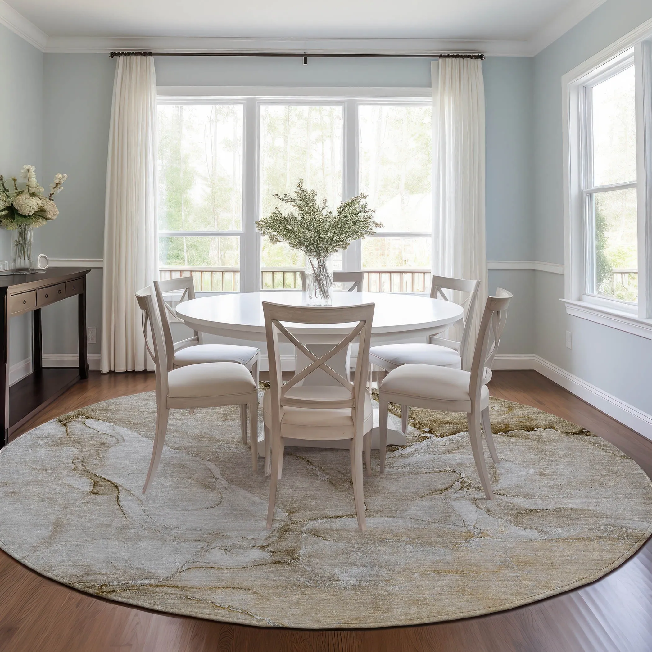 Machine Washable Indoor/ Outdoor Marble Chantille Rug