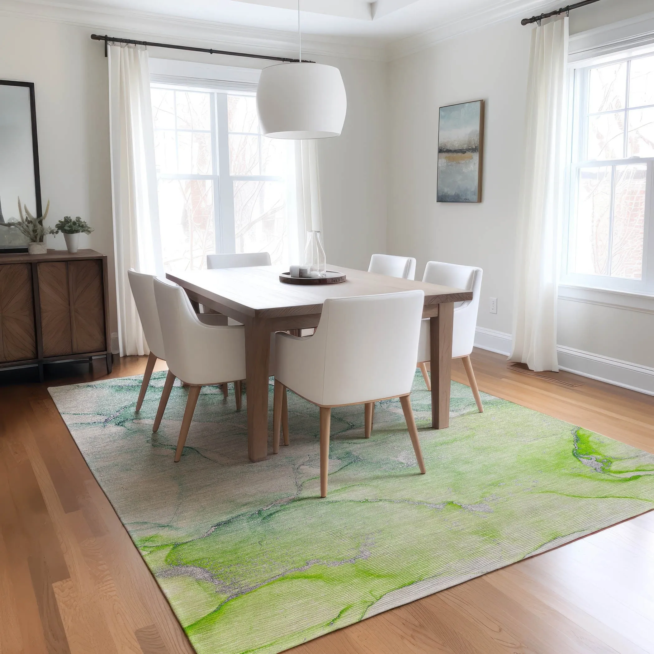 Machine Washable Indoor/ Outdoor Marble Chantille Rug