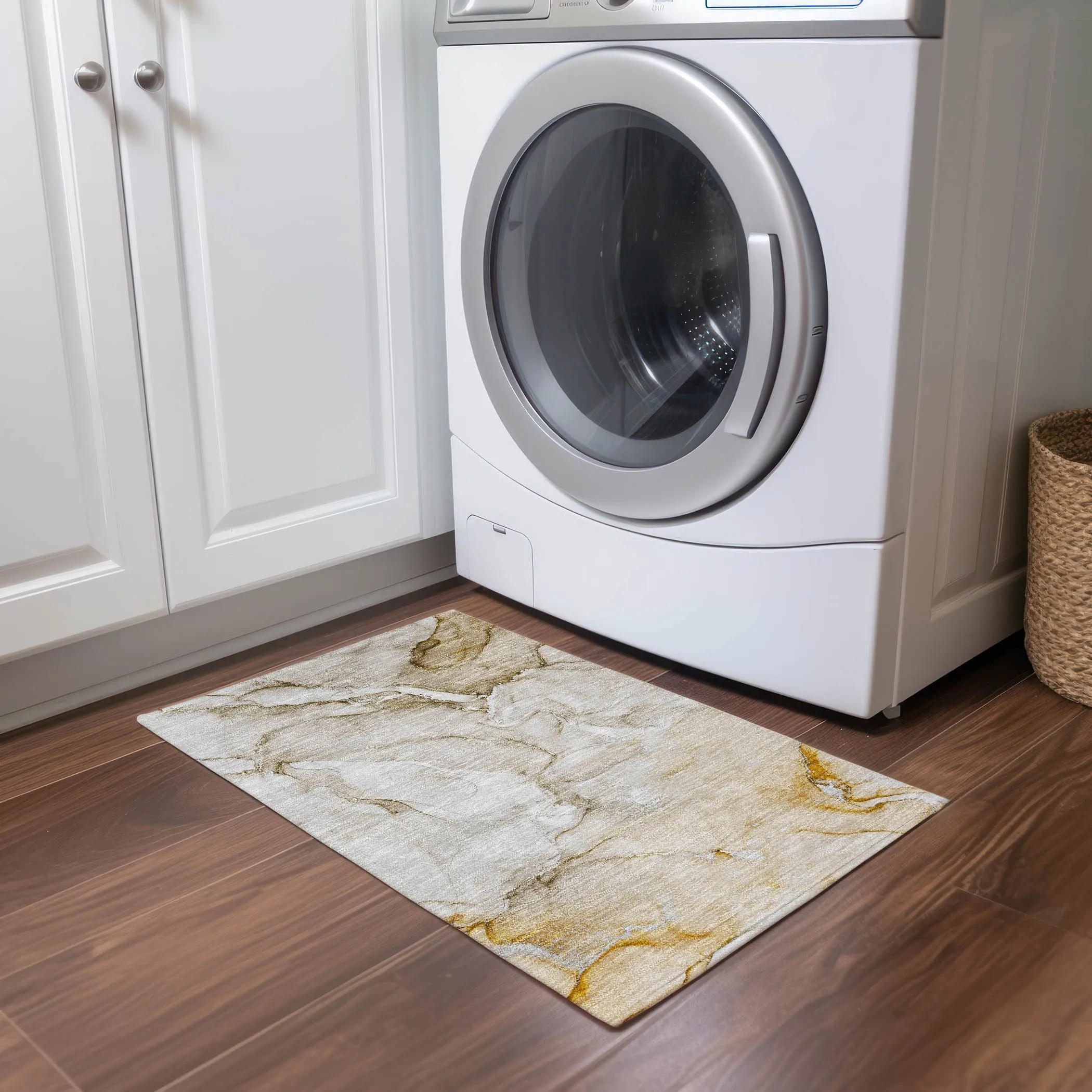 Machine Washable Indoor/ Outdoor Marble Chantille Rug