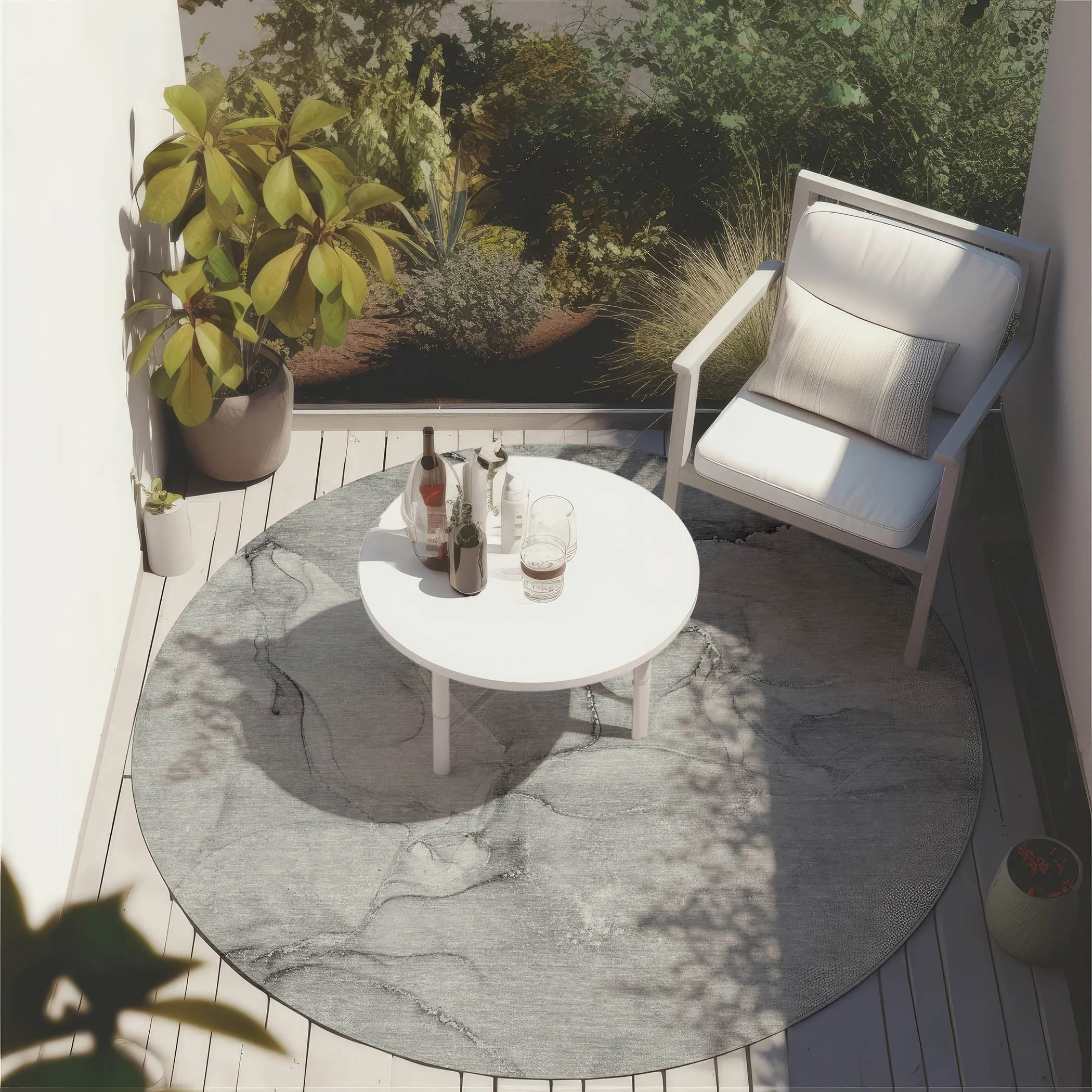 Machine Washable Indoor/ Outdoor Marble Chantille Rug