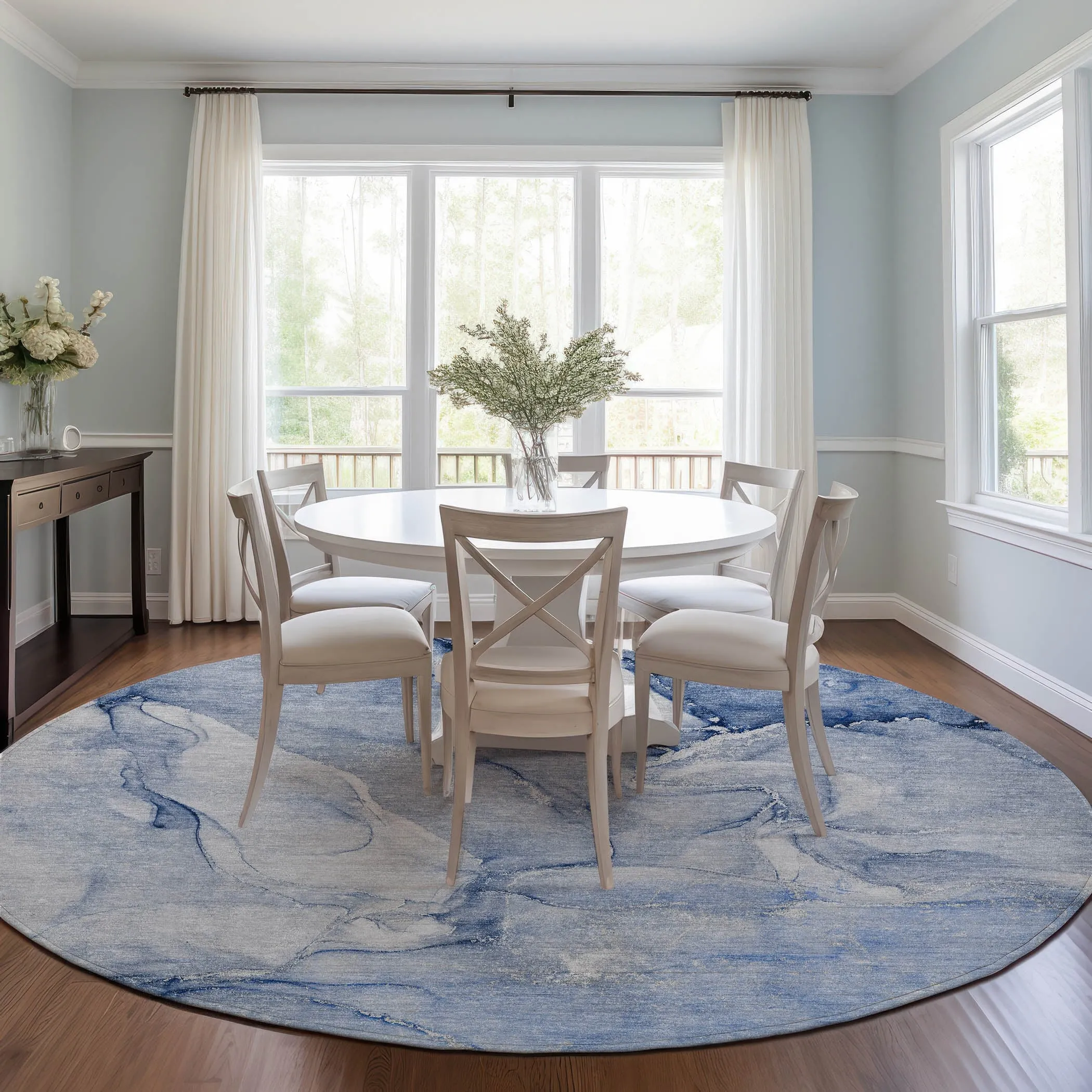 Machine Washable Indoor/ Outdoor Marble Chantille Rug