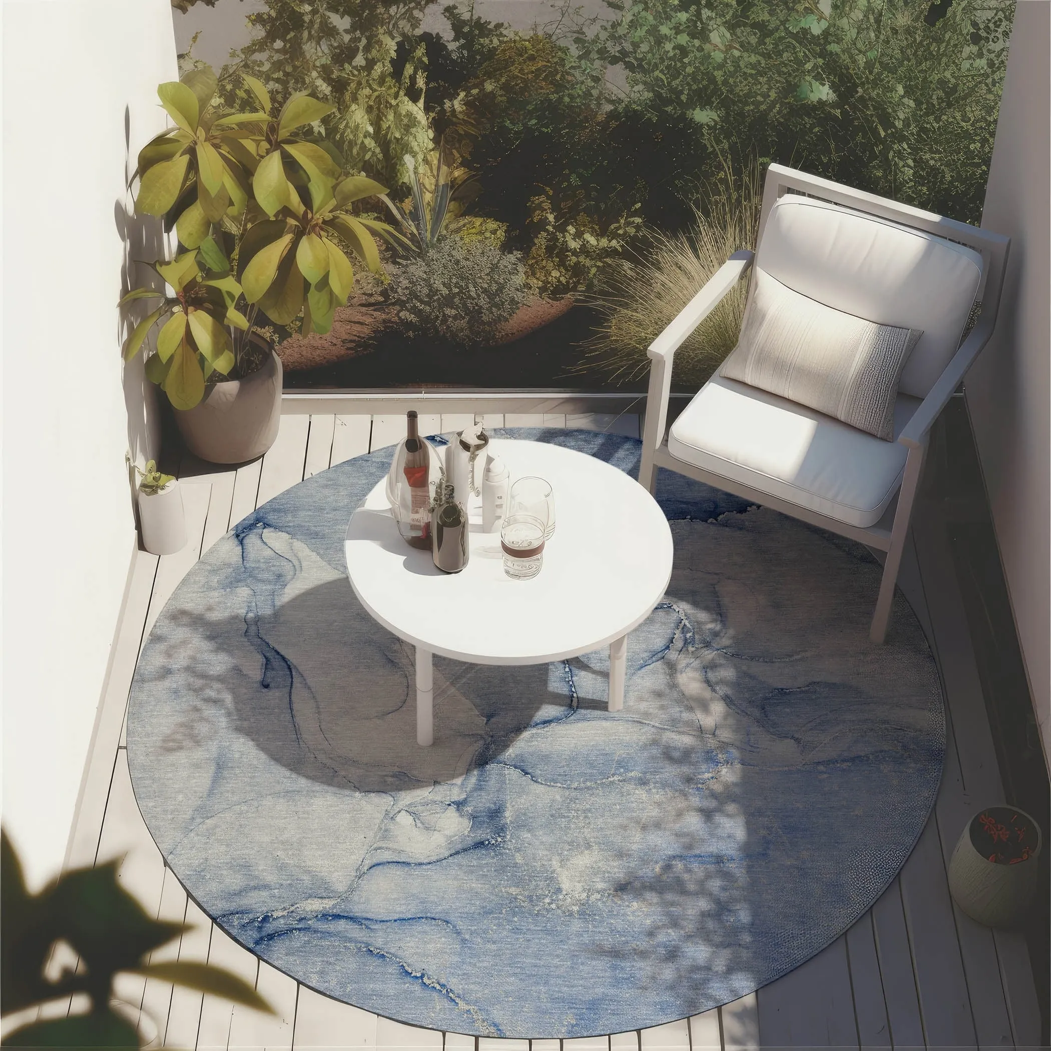 Machine Washable Indoor/ Outdoor Marble Chantille Rug