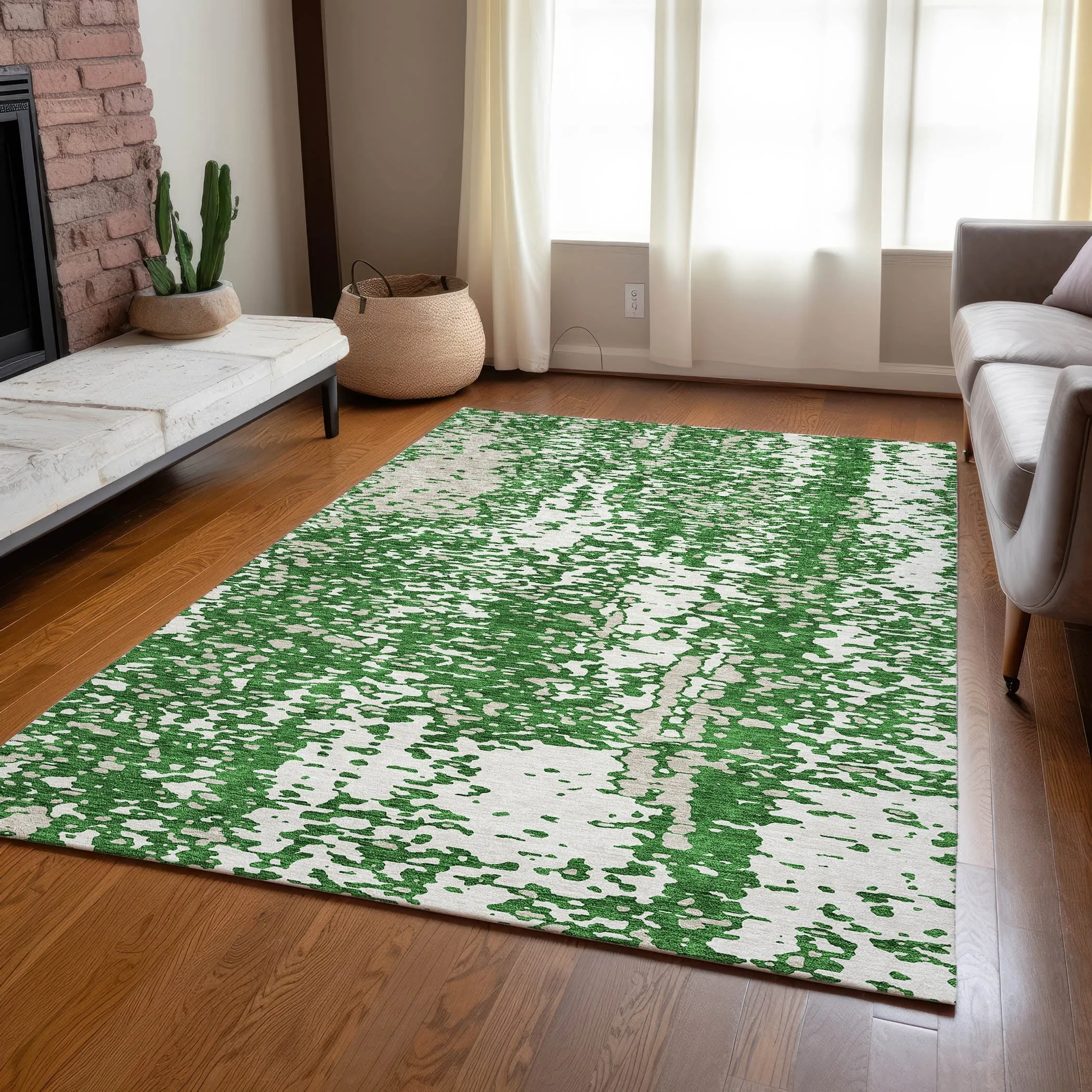 Machine Washable Indoor/ Outdoor Modern Abstract Chantille Rug