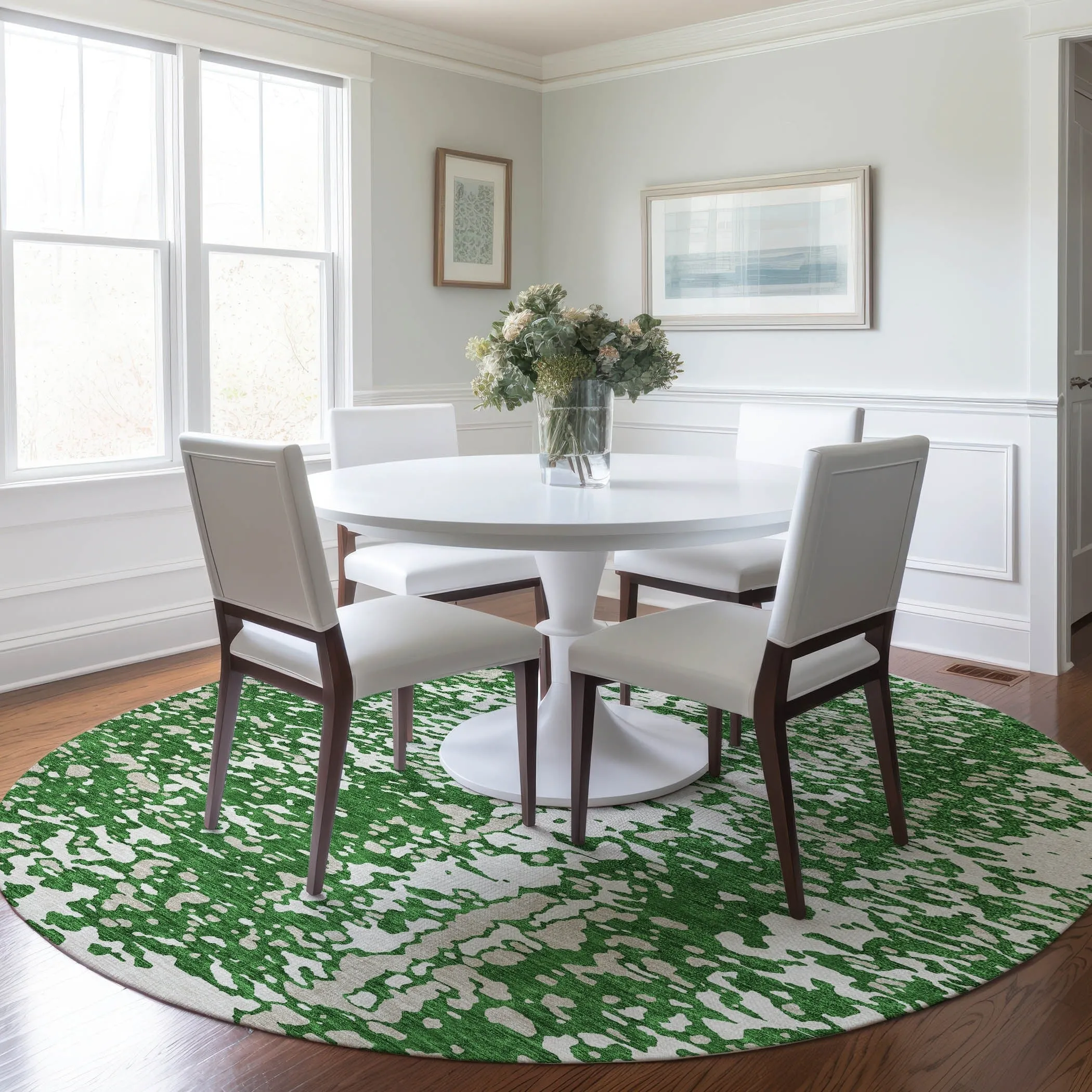 Machine Washable Indoor/ Outdoor Modern Abstract Chantille Rug