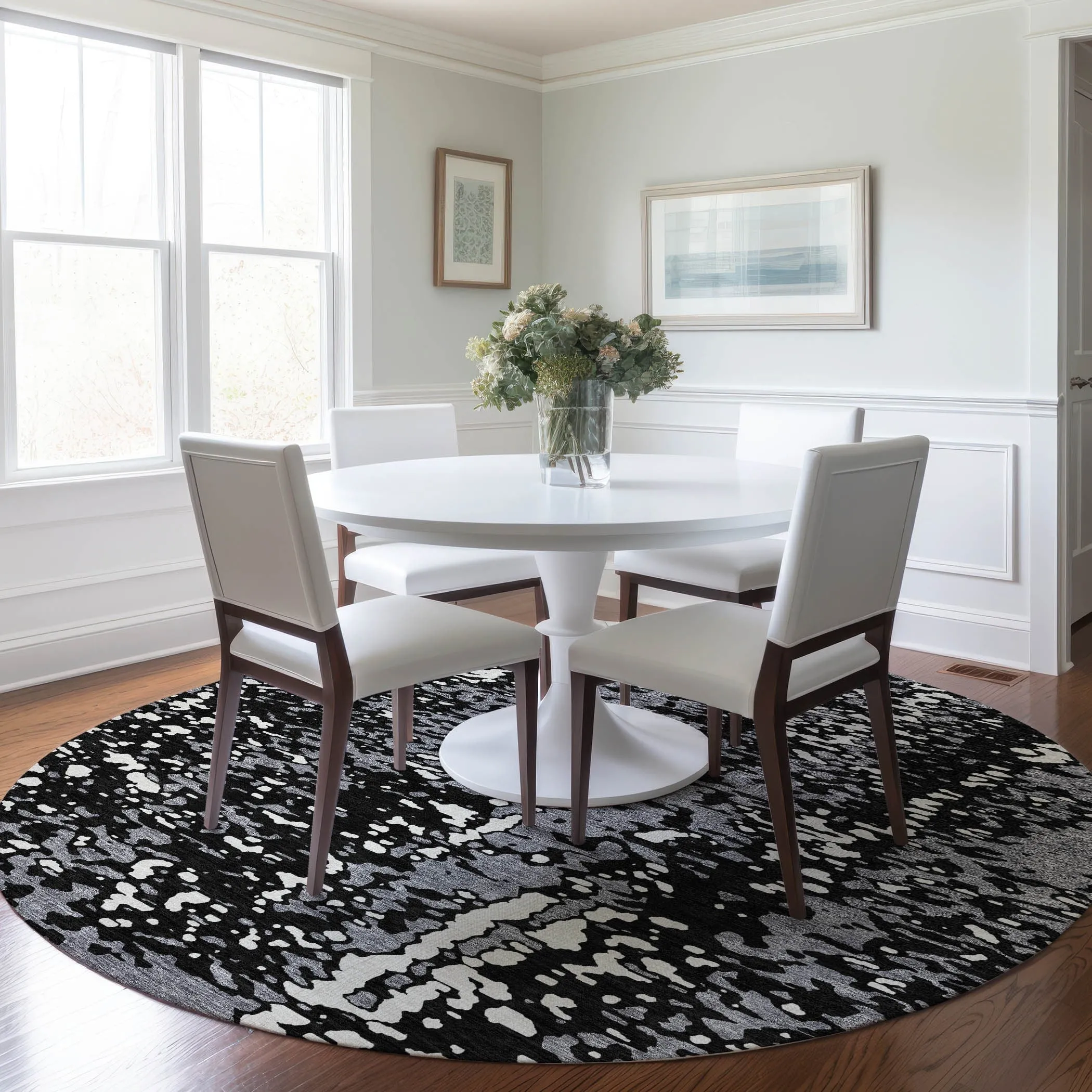 Machine Washable Indoor/ Outdoor Modern Abstract Chantille Rug