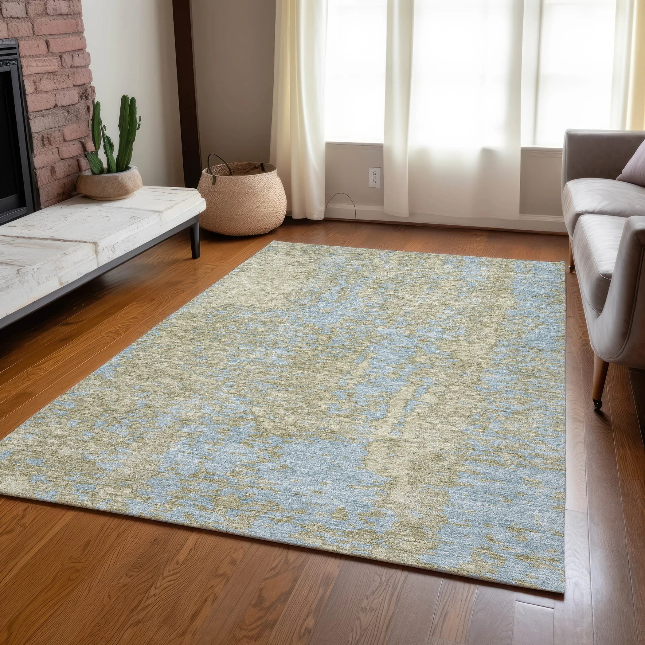 Machine Washable Indoor/ Outdoor Modern Abstract Chantille Rug