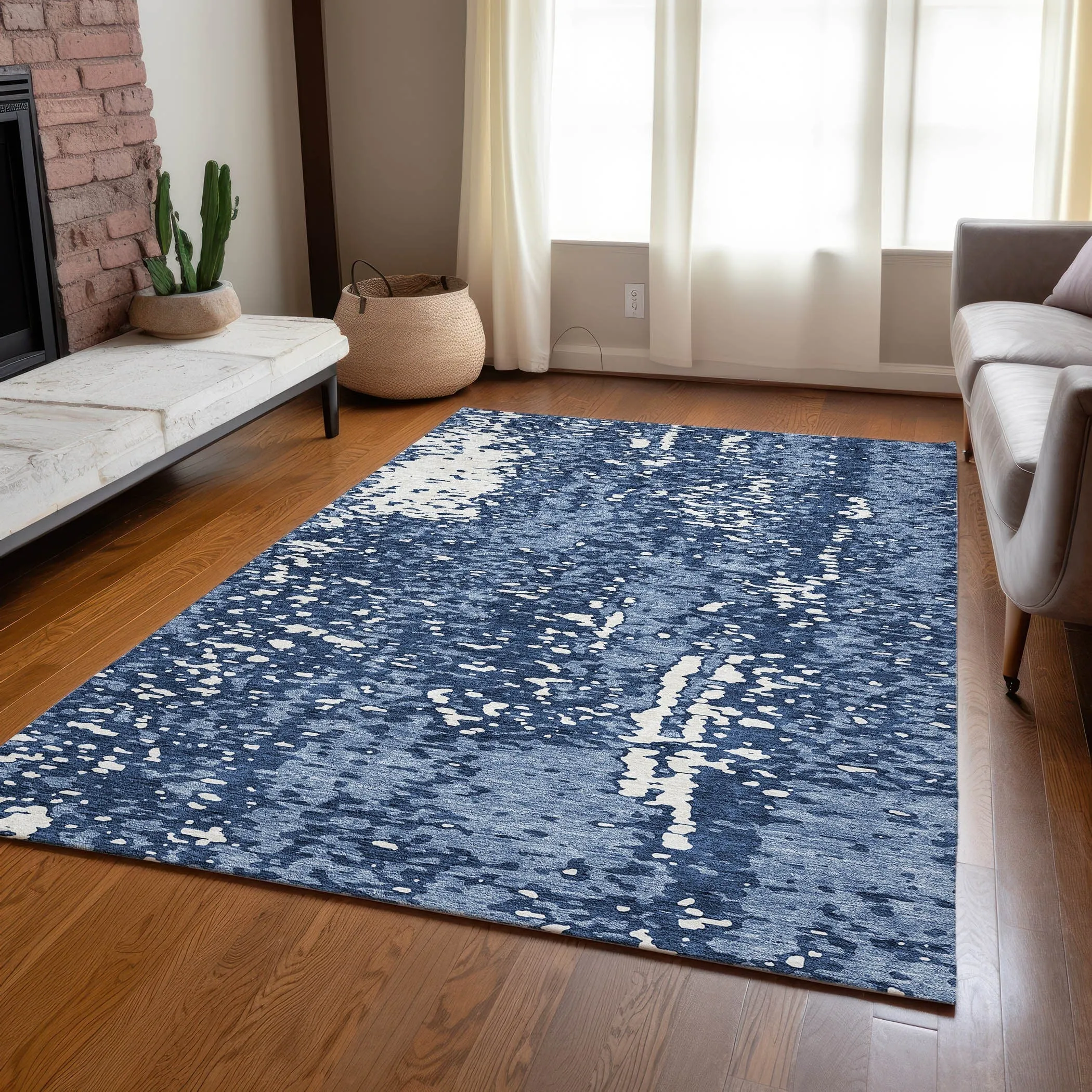 Machine Washable Indoor/ Outdoor Modern Abstract Chantille Rug