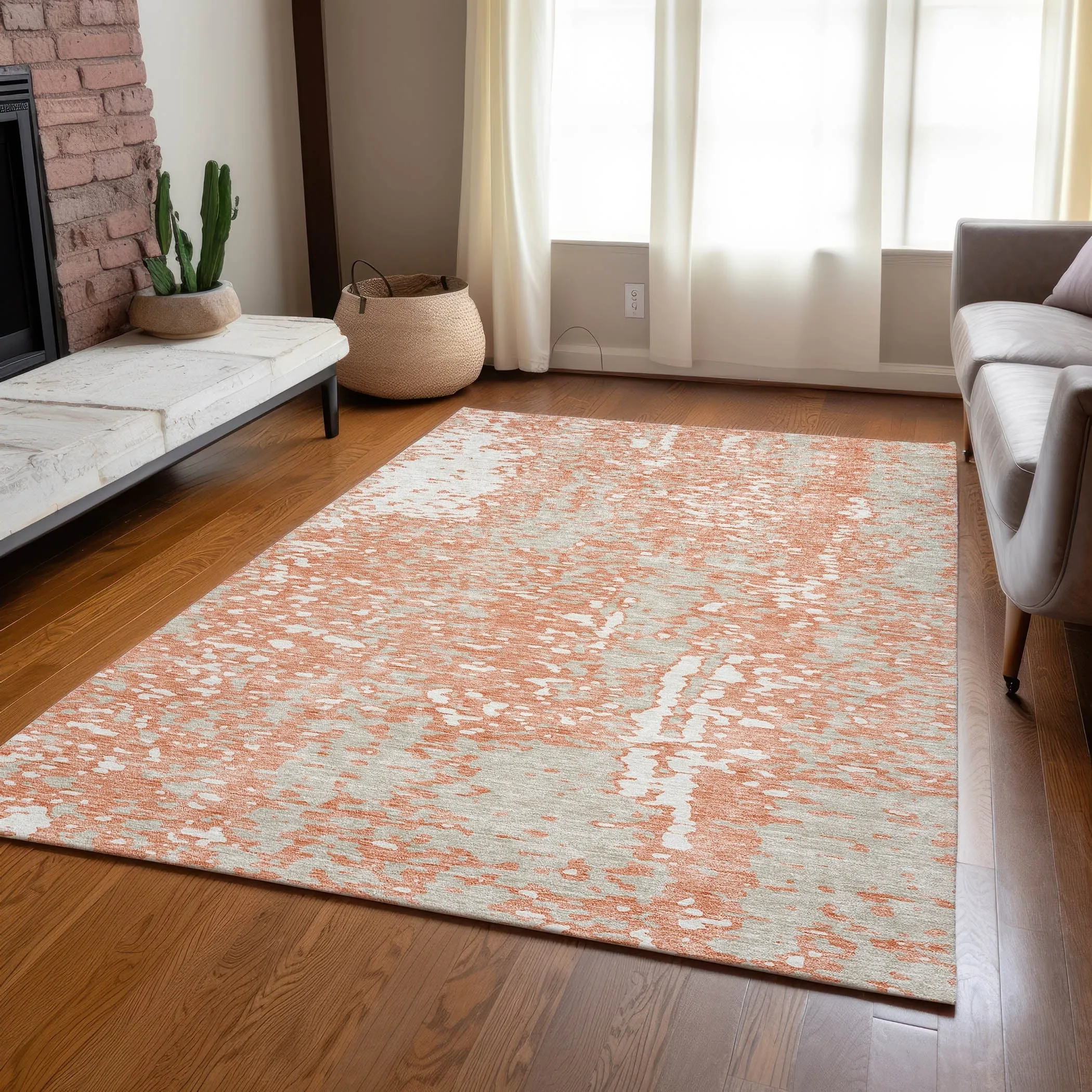 Machine Washable Indoor/ Outdoor Modern Abstract Chantille Rug