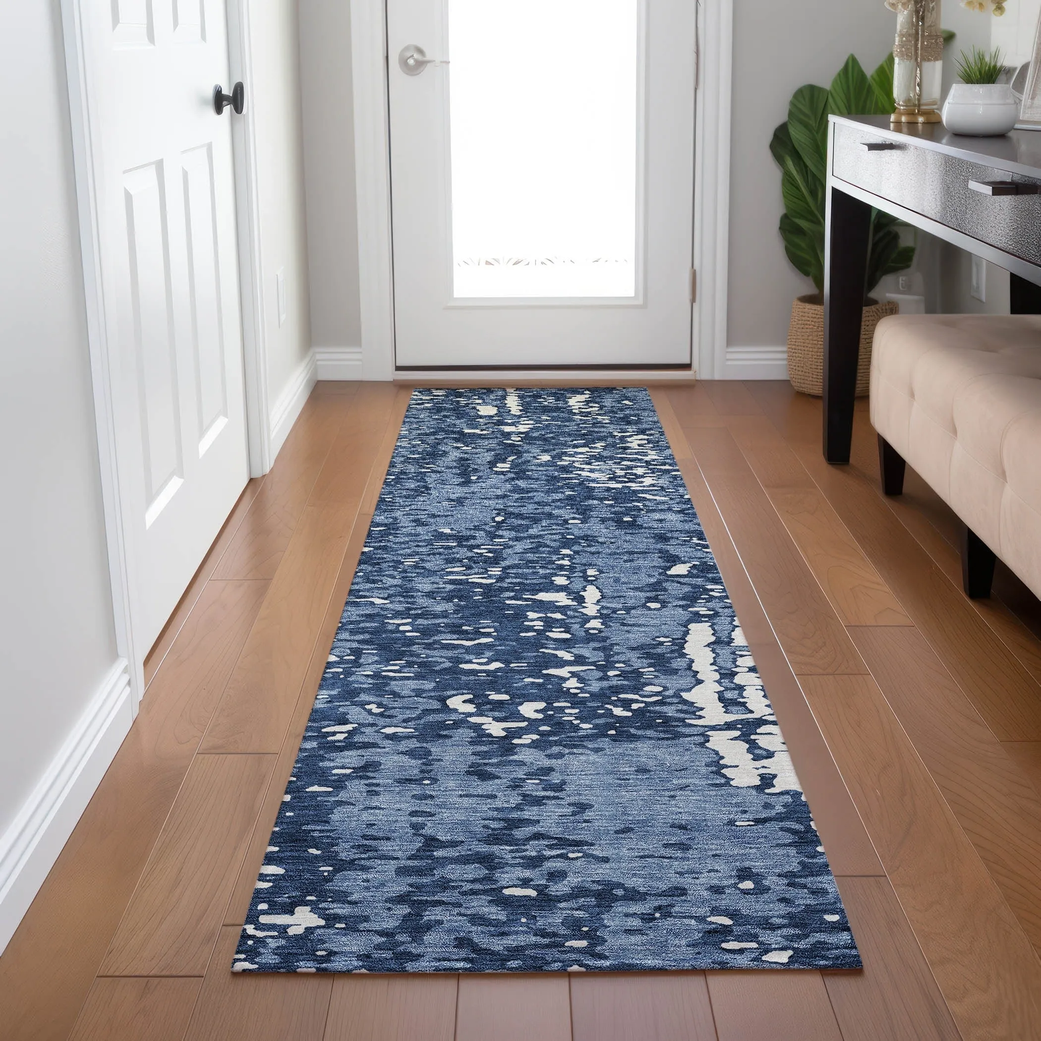 Machine Washable Indoor/ Outdoor Modern Abstract Chantille Rug