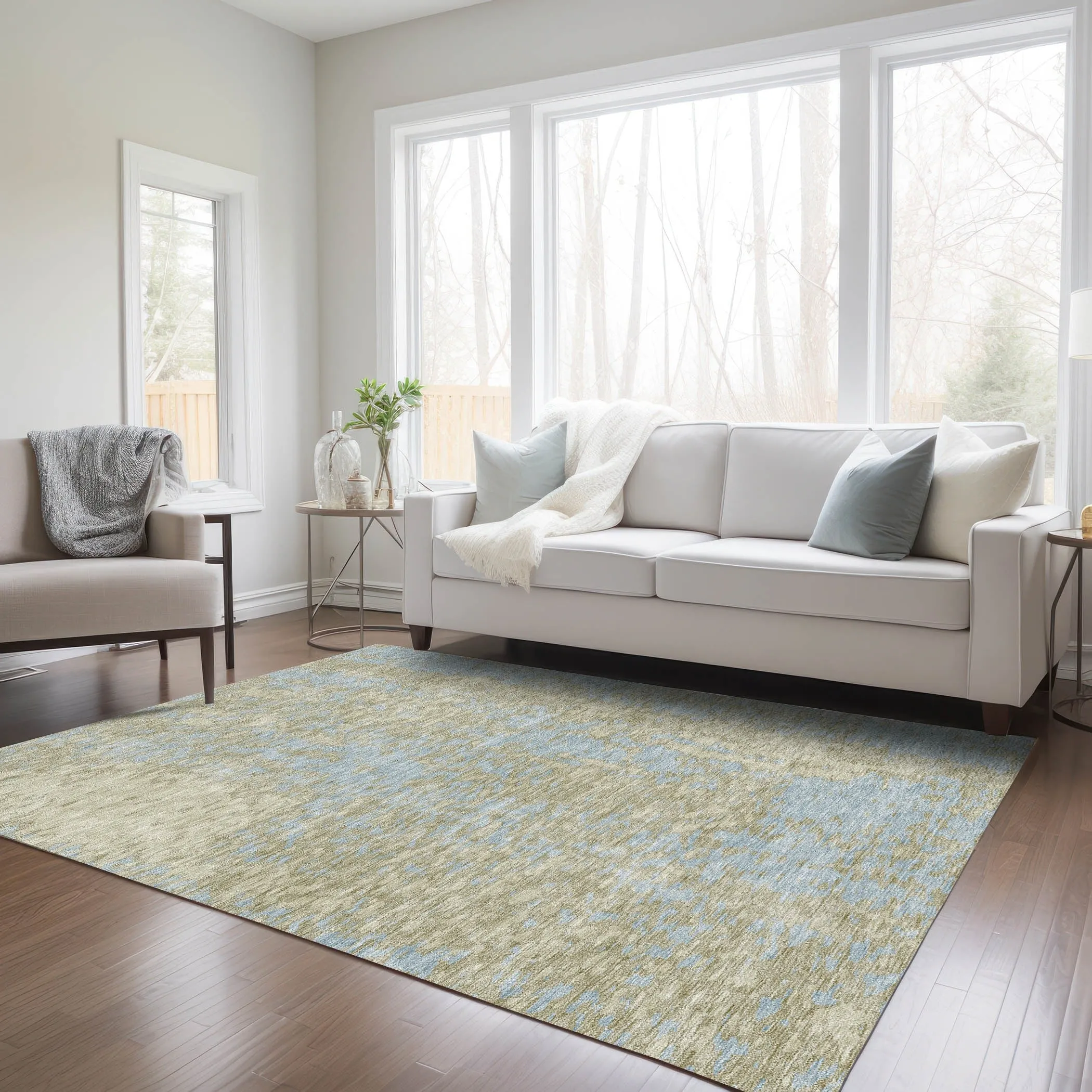 Machine Washable Indoor/ Outdoor Modern Abstract Chantille Rug