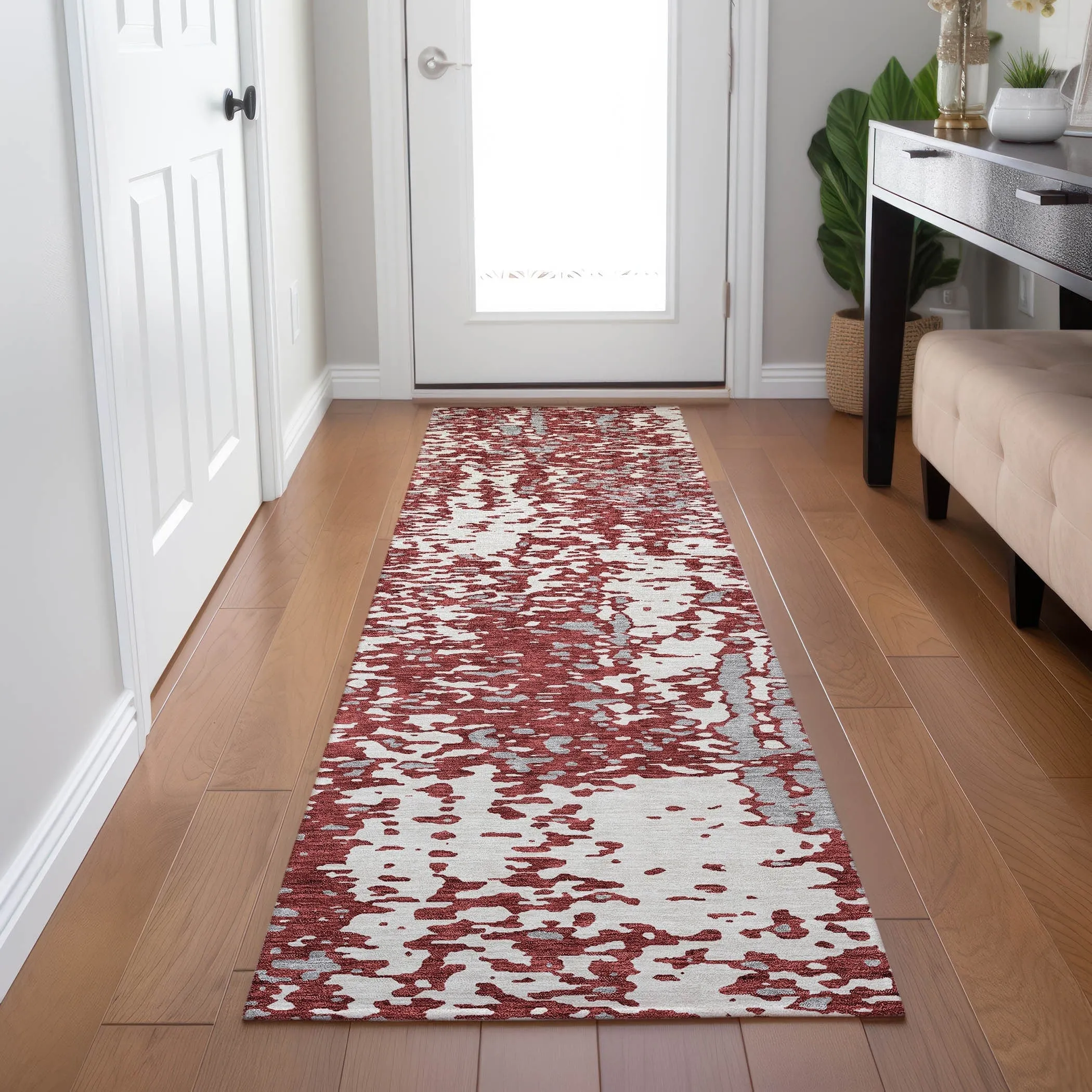 Machine Washable Indoor/ Outdoor Modern Abstract Chantille Rug