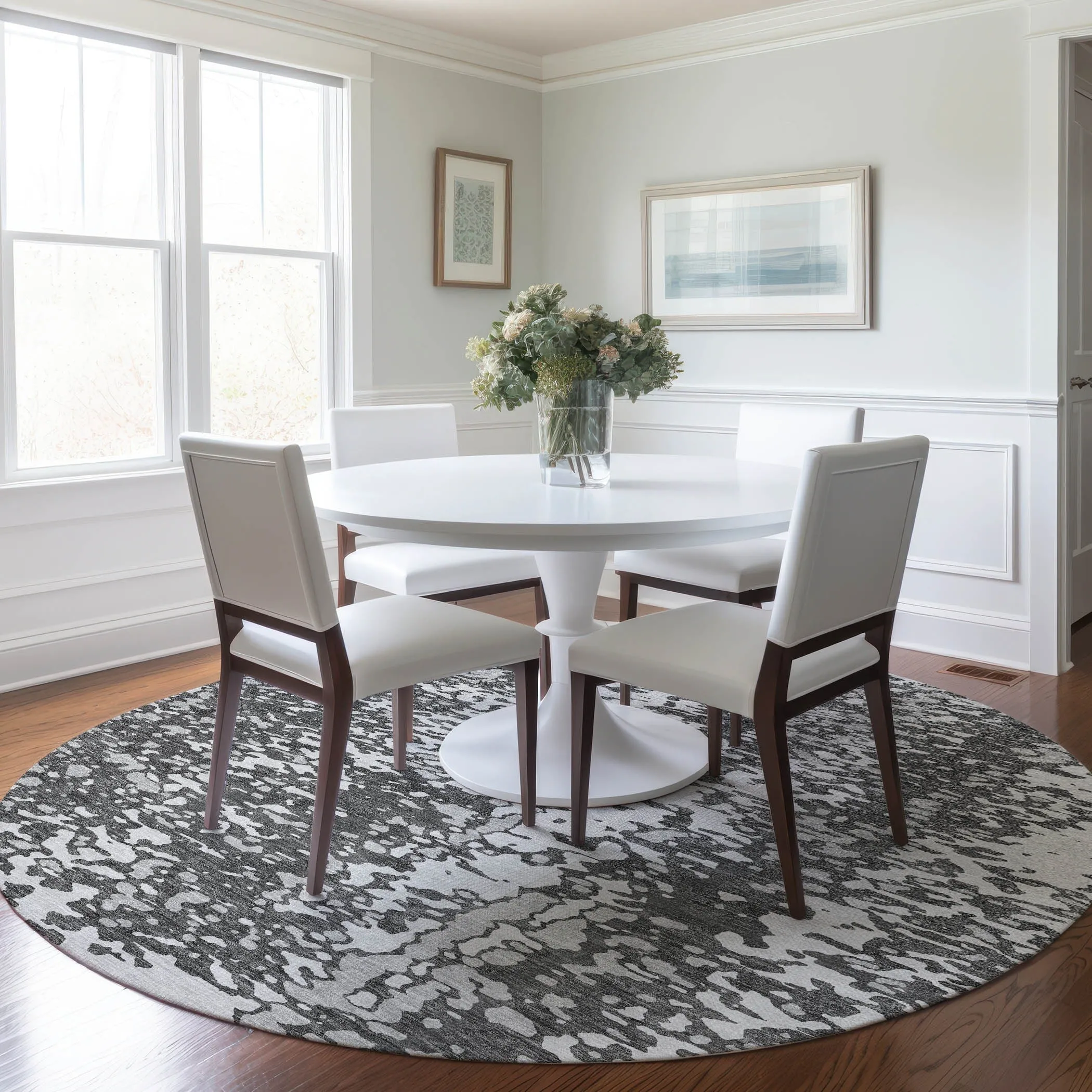 Machine Washable Indoor/ Outdoor Modern Abstract Chantille Rug